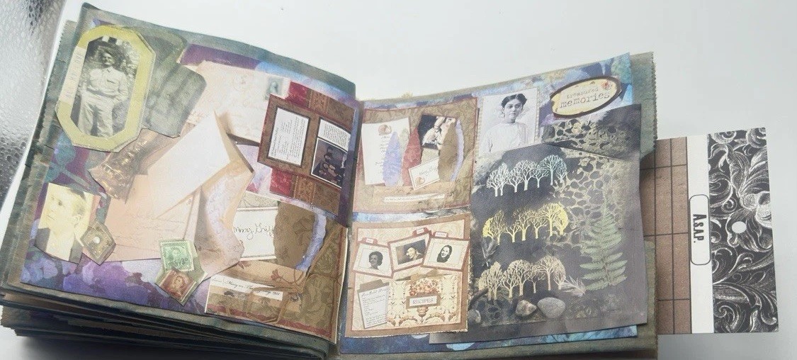 Hand Made Junk Journal 6×5 Inches Memories Themed Medium Is Brown Paper Bags