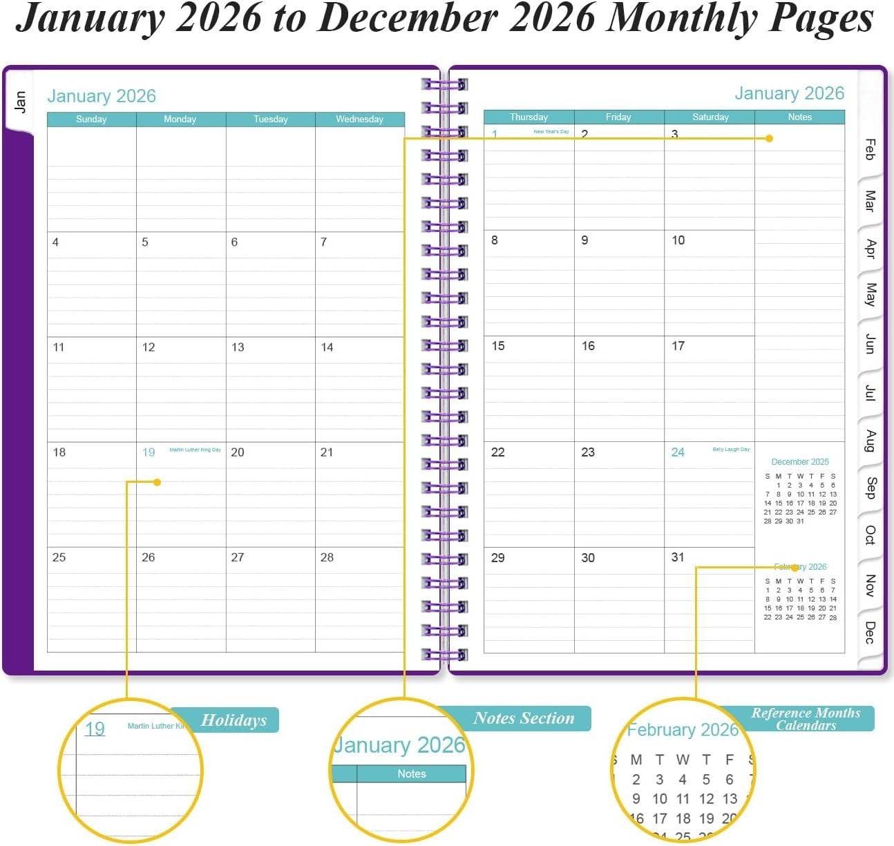Compact 2026 Weekly Planner: Spiral Bound, 6.4″ x 8.5″, Stylish Organization