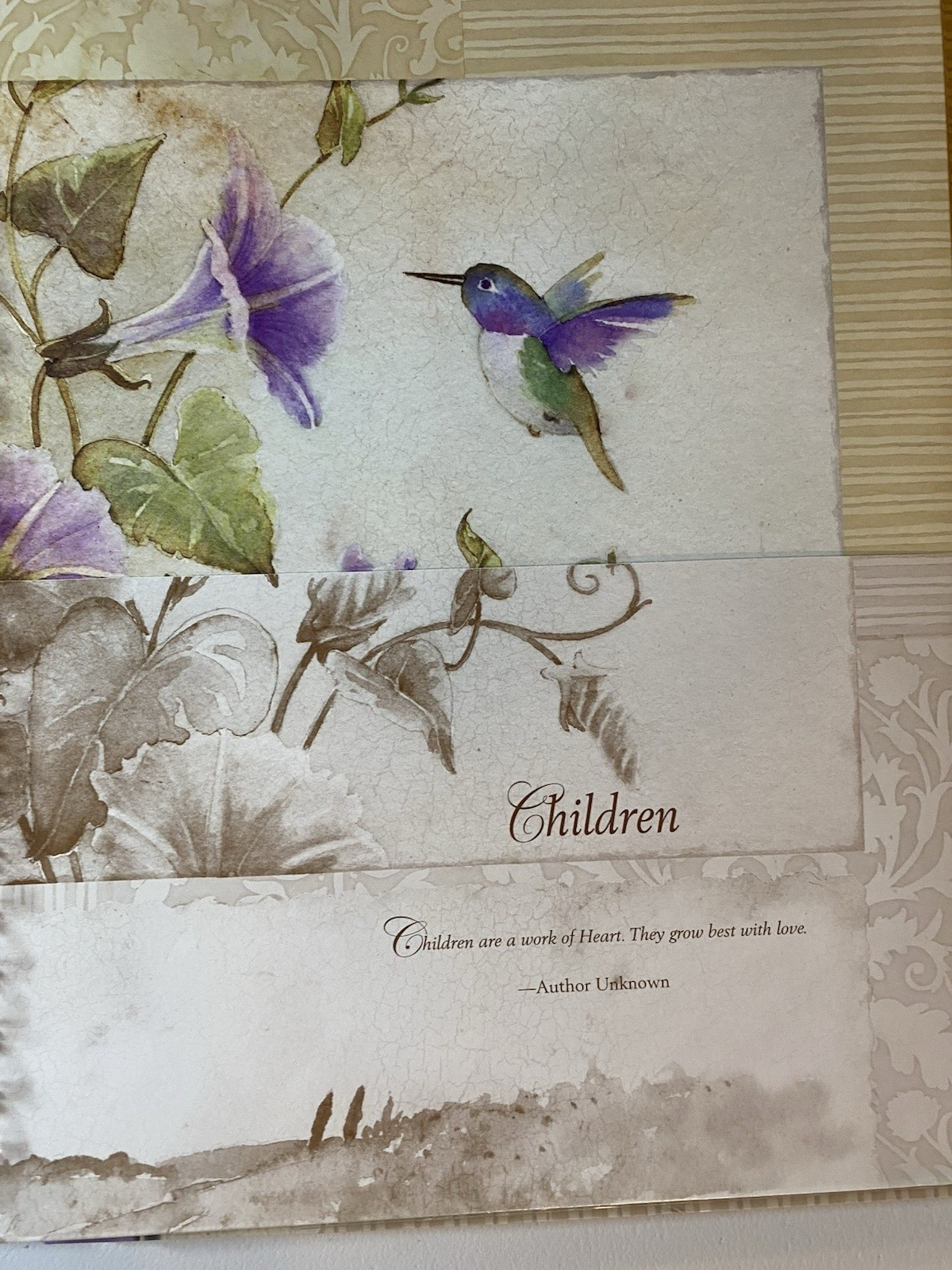 Mothers Memories Journal Keepsake Binder Pockets Acid Free Hummingbird Flowers