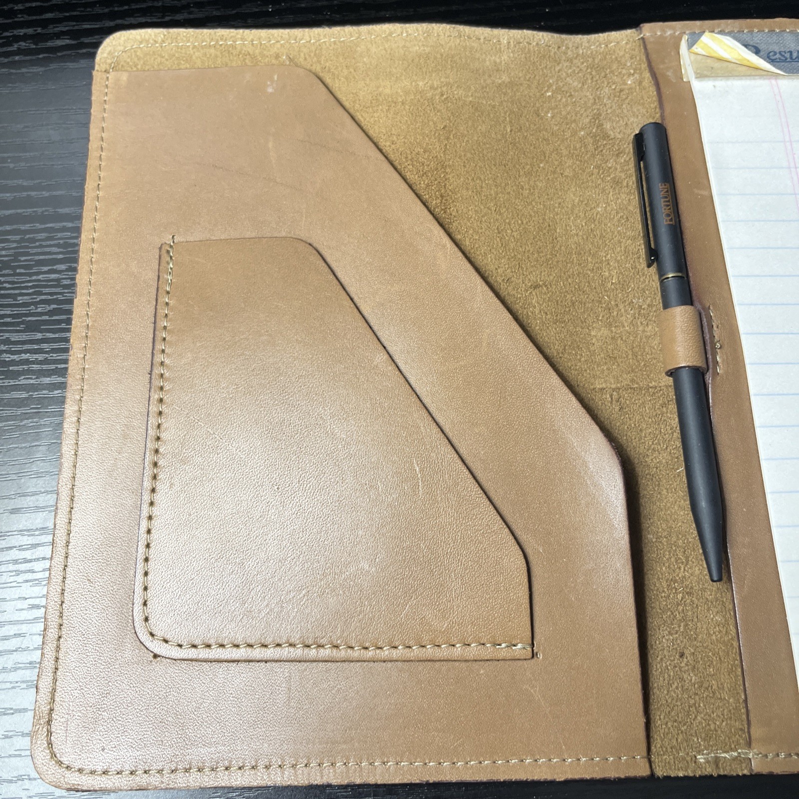 Vintage 6” By 9” Leather Fortune Journal With Original Pen