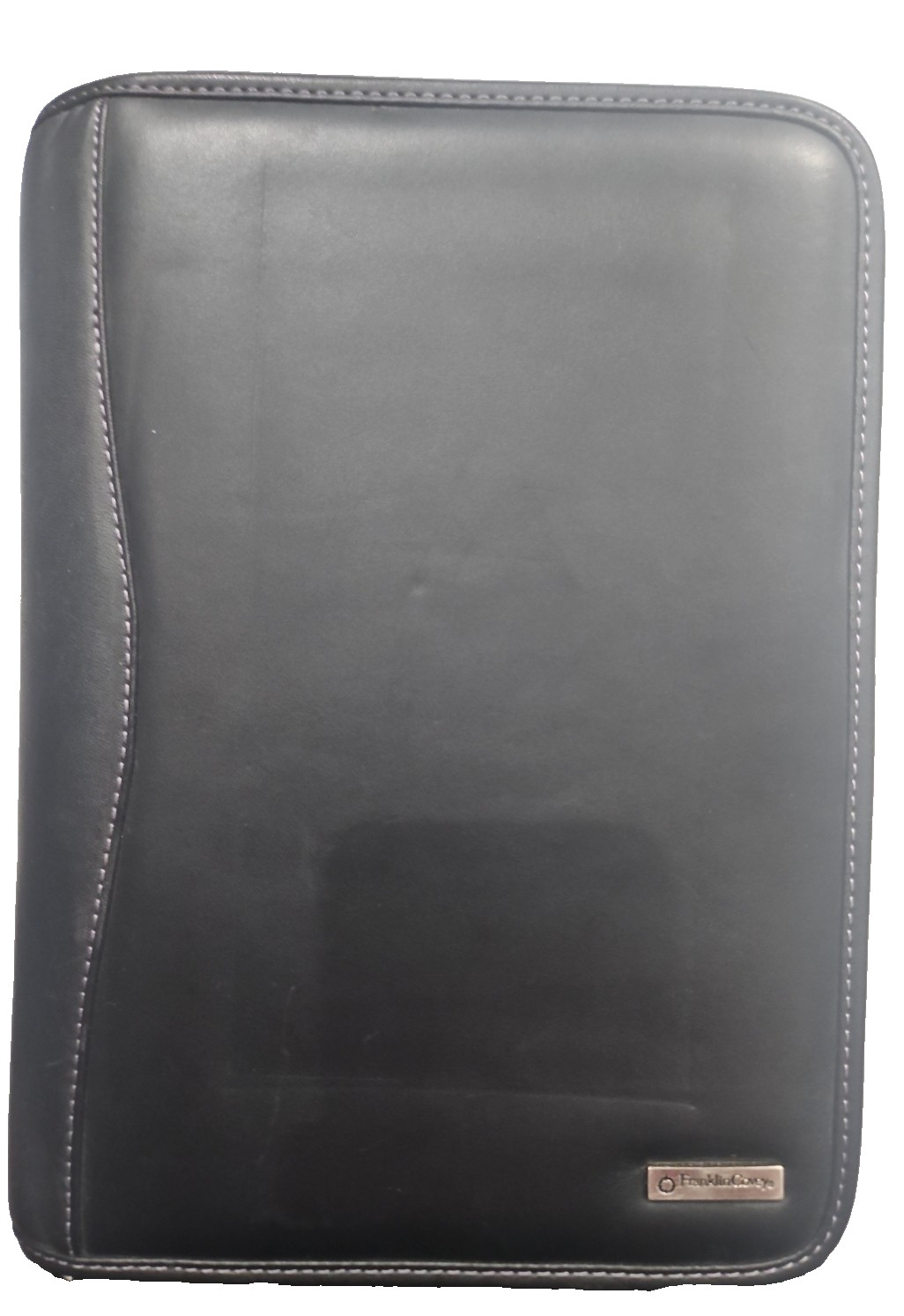 Franklin Covey Full Grain Nappa Leather 7-Ring Binder Black Classic Zip Around.