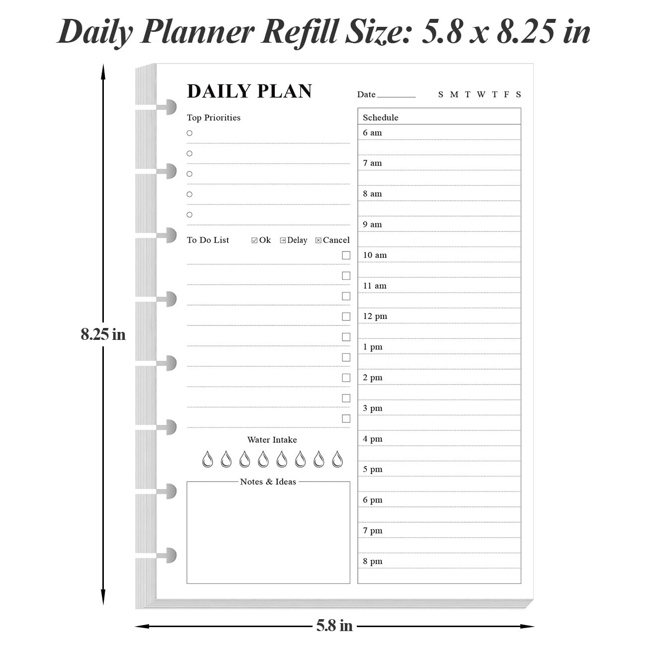 Junior Size To Do List Insert – 8-Disc Discbound Undated 100 Sheets, White