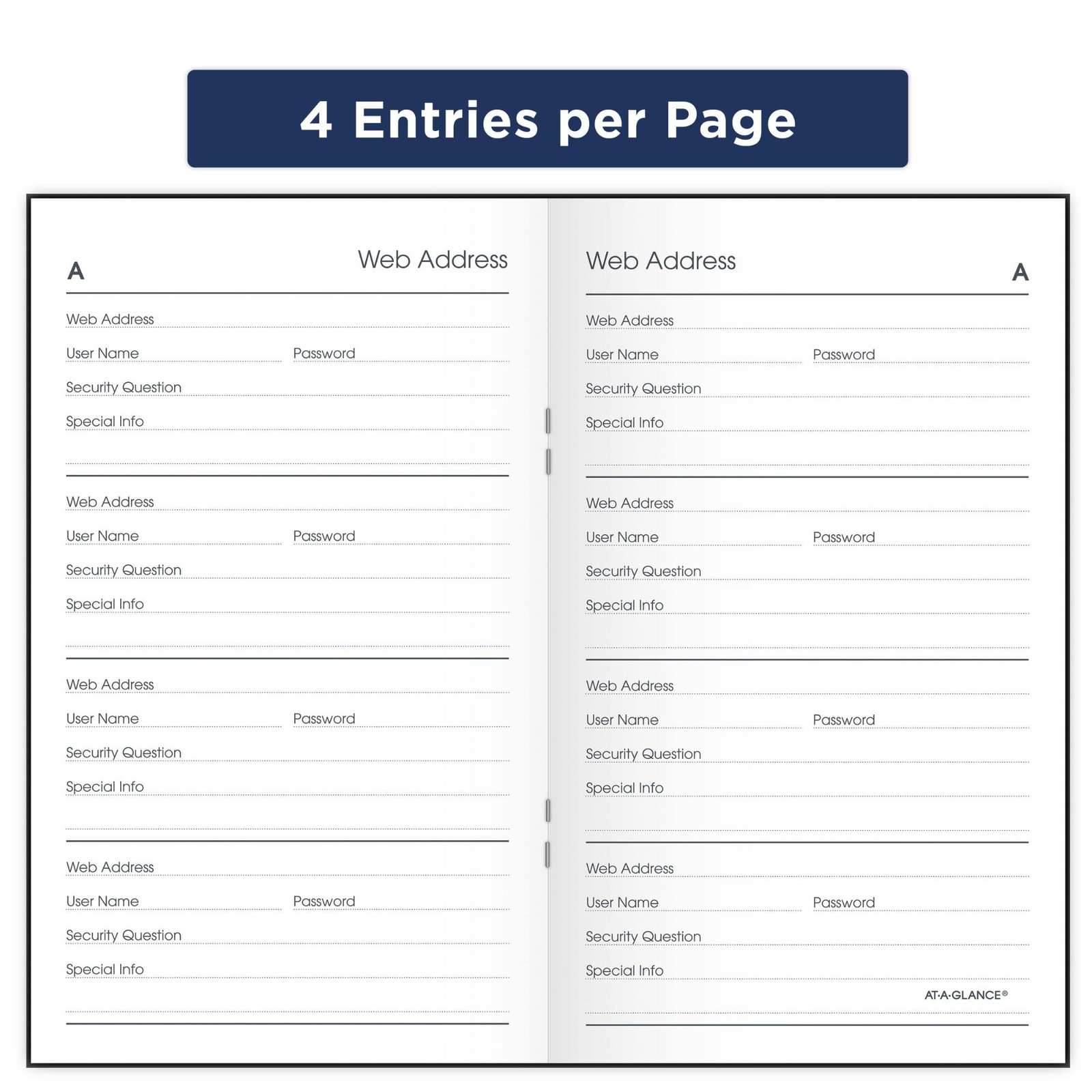 At-A-Glance Website Password Keeper: 3-1/2 in. x 6 in. (Black)