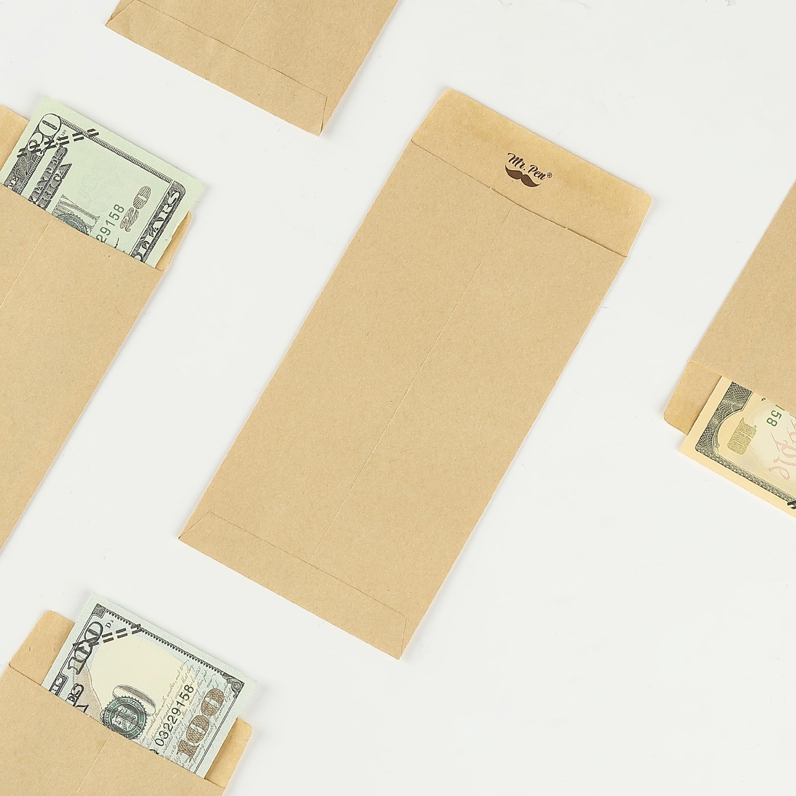 500 Pack Self-Adhesive Cash Envelopes 6.5″ x 3.5″ – Kraft Paper Budgeting & Orga