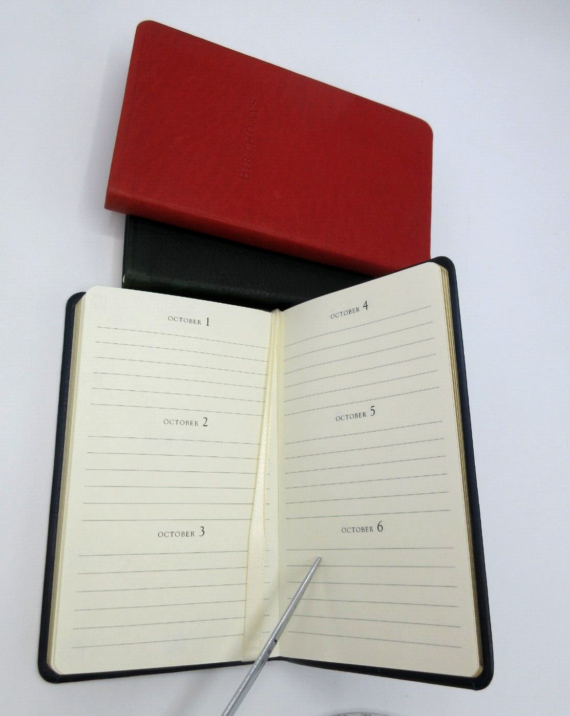 Birthdays Datebook Leather Journal 3×5″ Graphic Image Softcover Dark RED