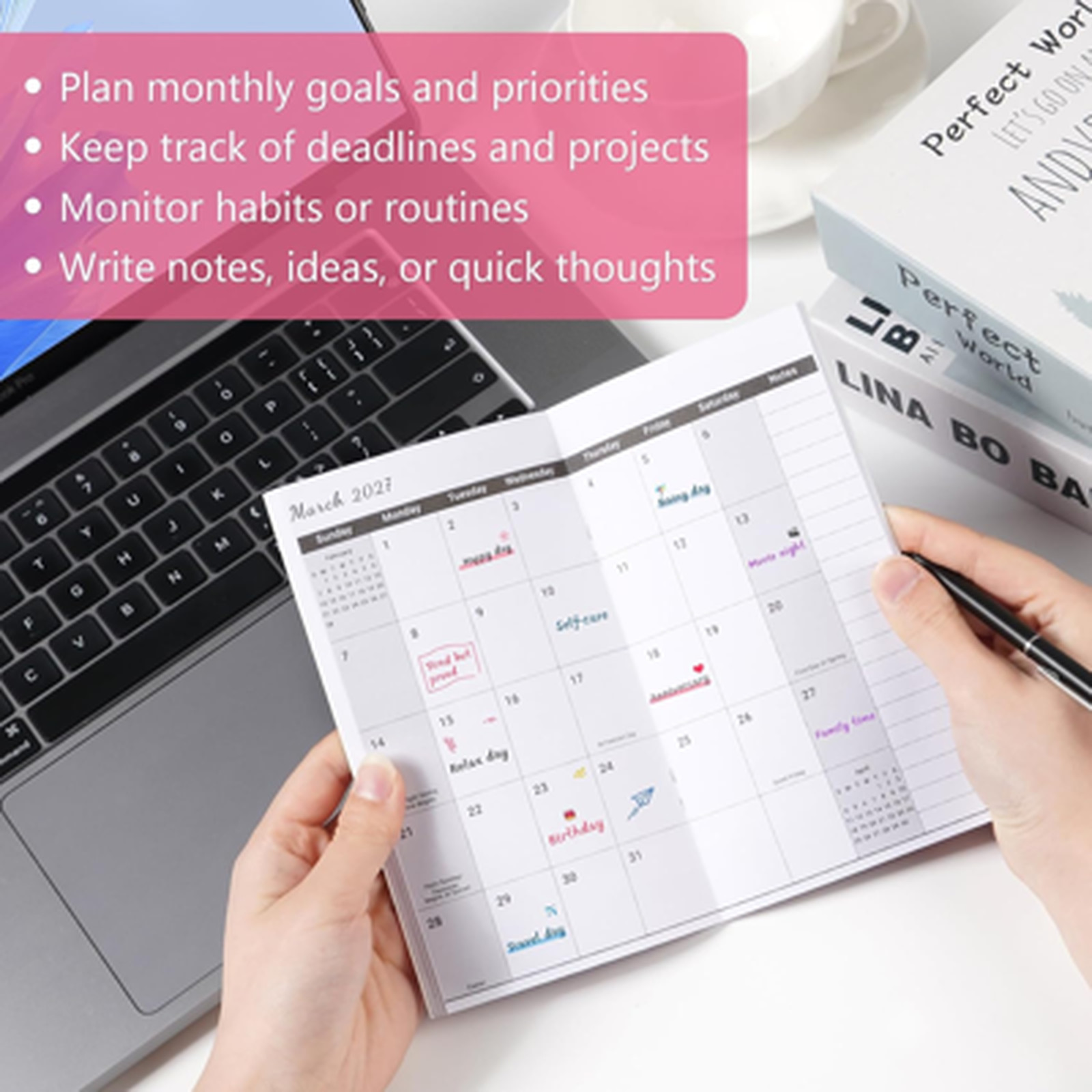 2026 2027 Pocket Calendar for Purse Two-Year Monthly Planner Compact Mini
