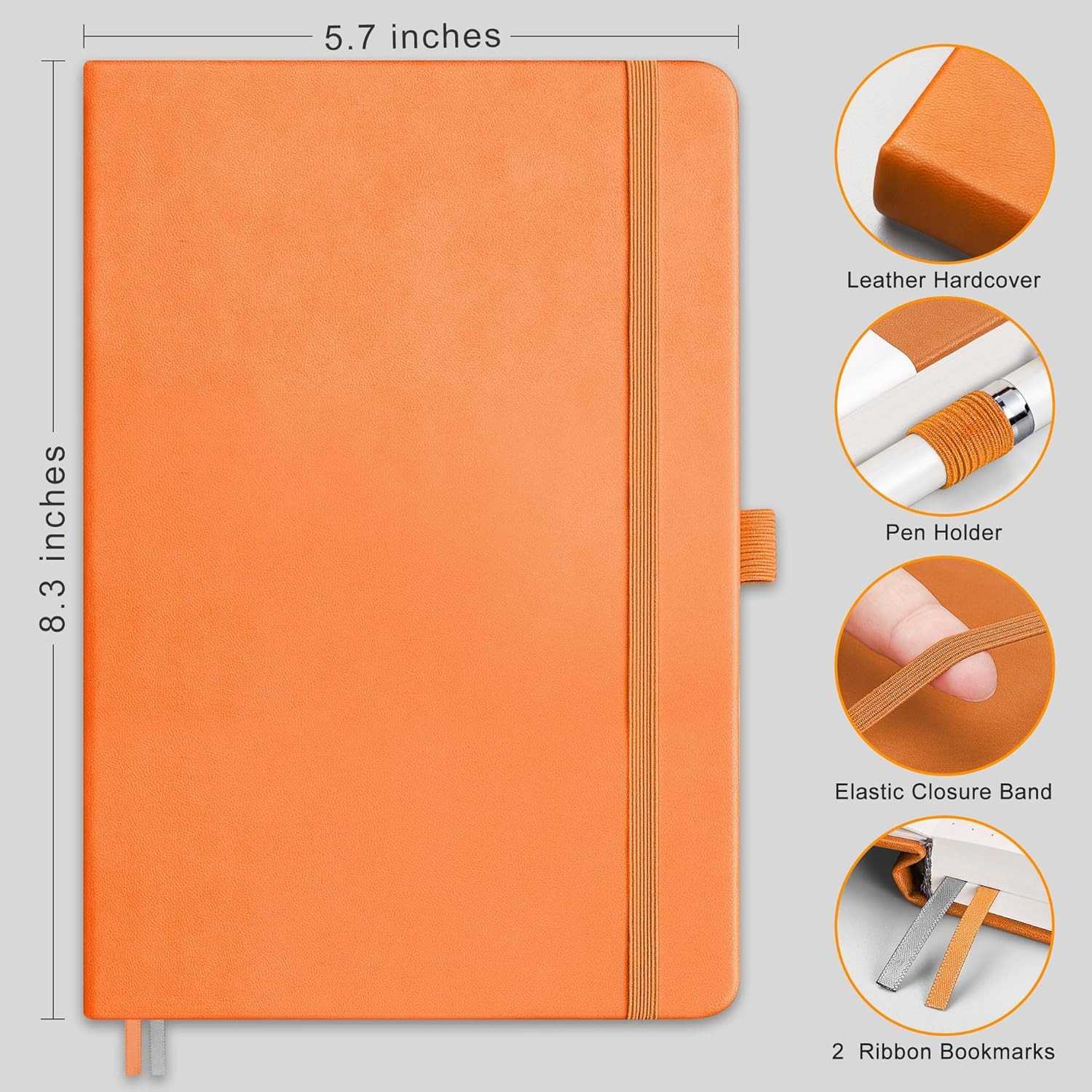 Graph Grid Paper Notebook, 192 Pages, A5 Medium Size (5.7” x 8.3”), 5 Squares