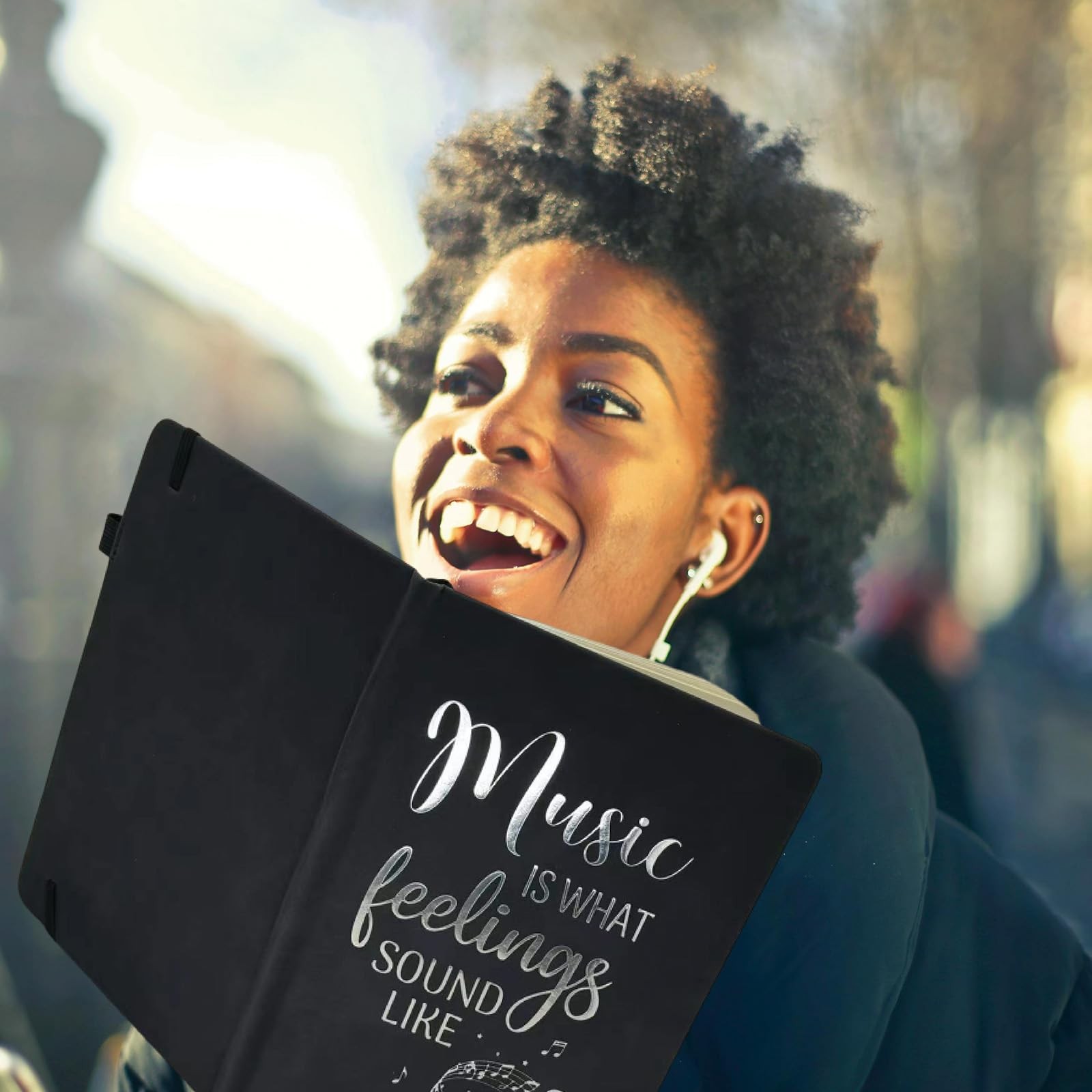 Music Lover Gift Women Men, Journal Black 200 Pages 8.4”x 5.7”,