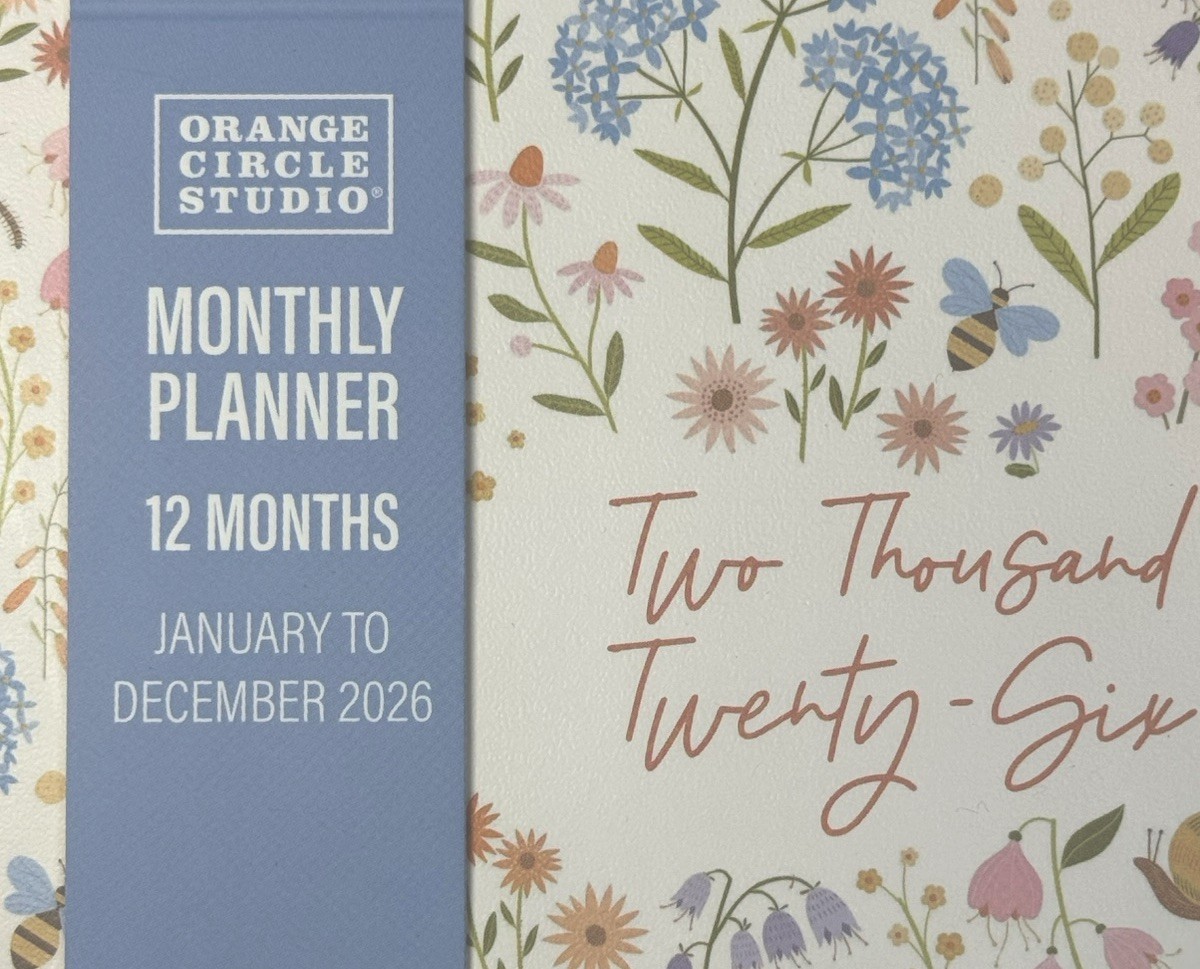 2026 Monthly 12-Month Planner ORANGE CIRCLE STUDIO Glowers Snails 9.5” X 7.5”