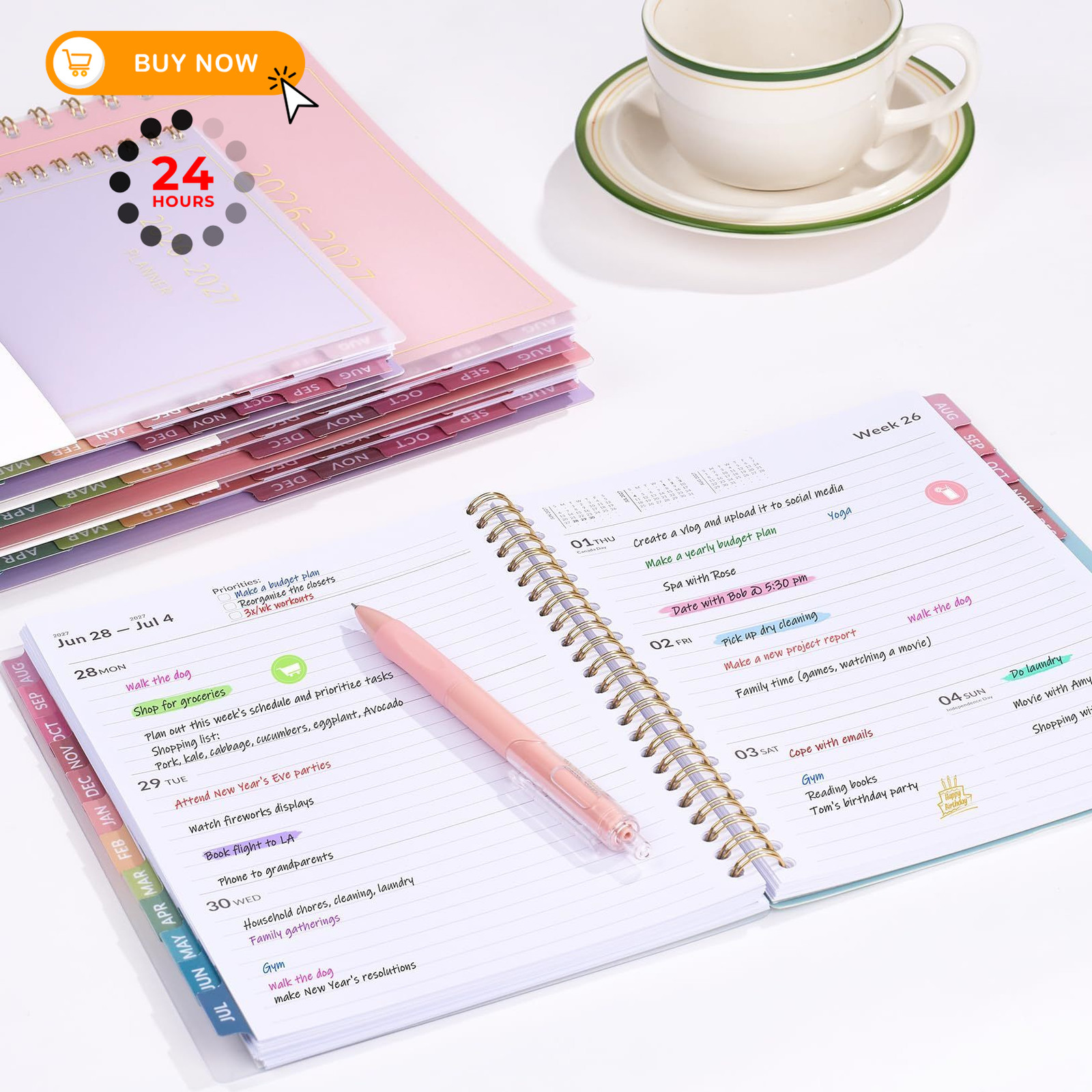 Aug 2026 – Dec 2027 Planner, Forvencer 17 Month Academic 8.5″ x 11″, Purple