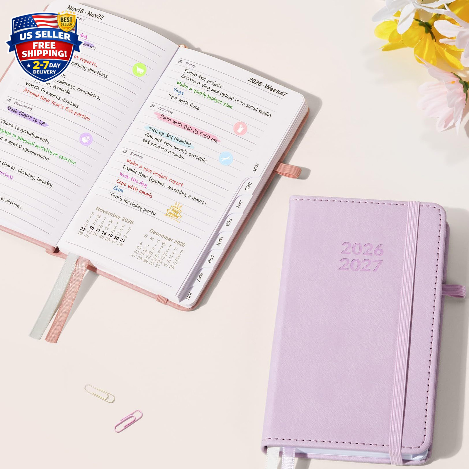 Pocket Planner 2026-2027, Weekly Monthly Planners for Purse, 3.5″ x 6″