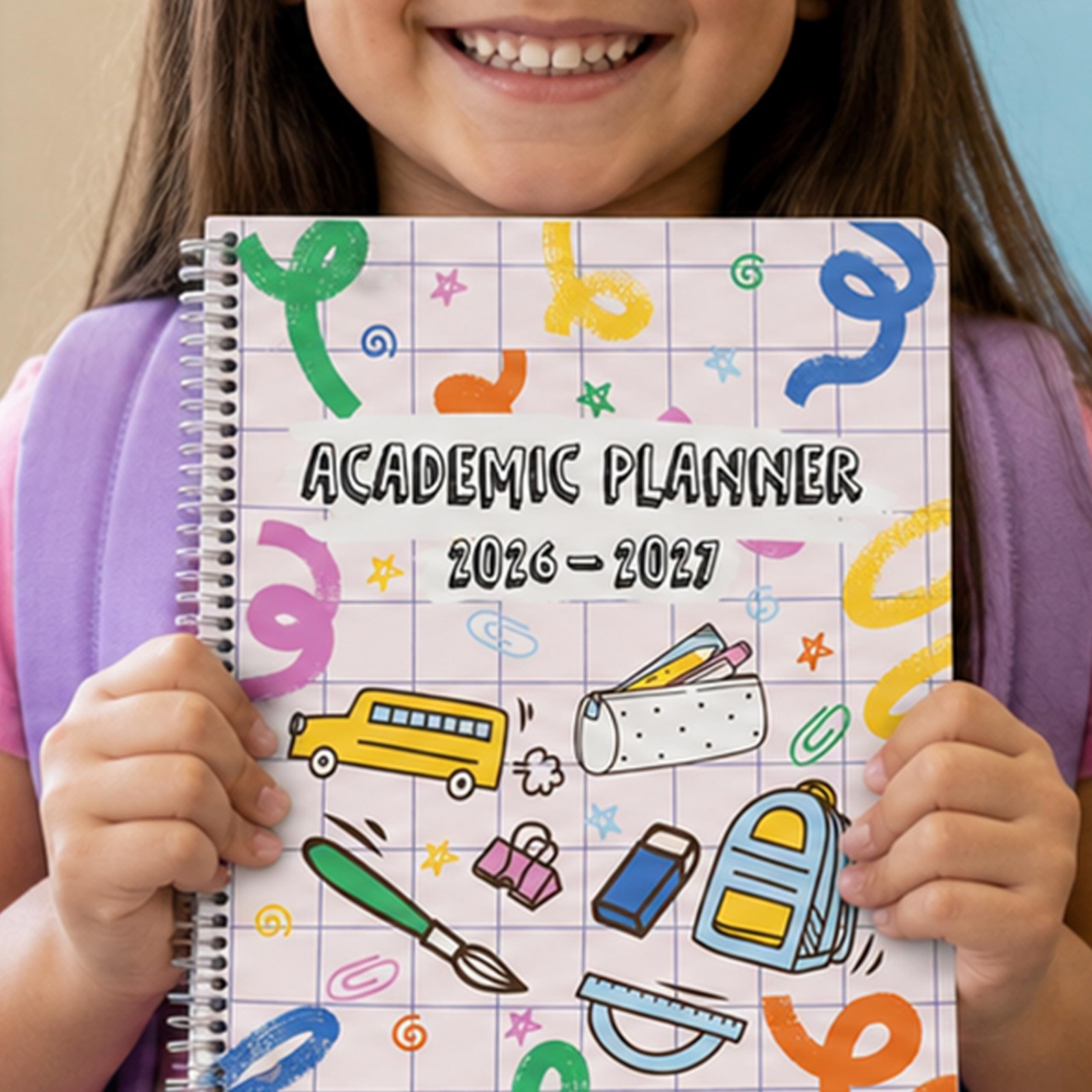 School Planner for Elementary Students 2026-27, Create, 8.5 8.5″ x 11″, Pink