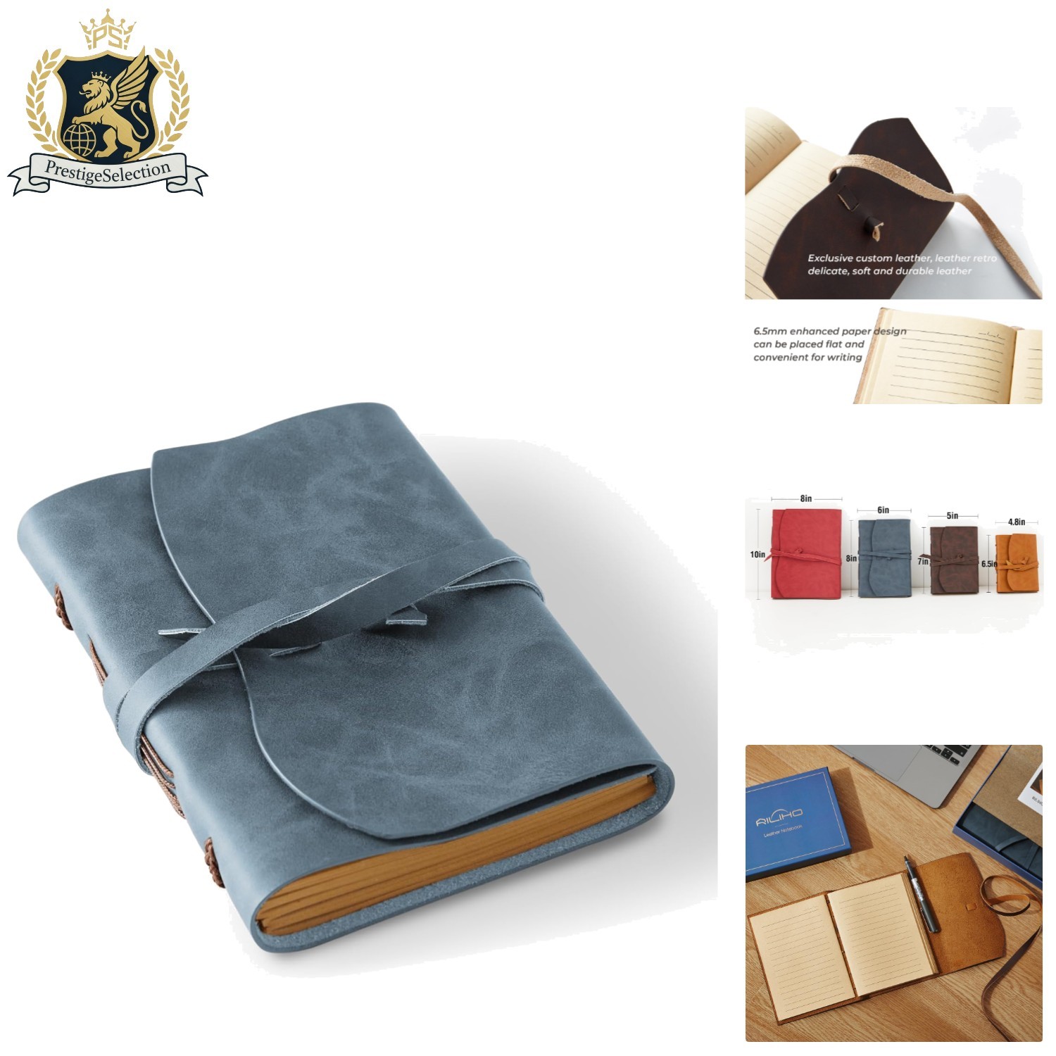 Navy Blue Leather Journal Notepad – Vintage Mini Notebook 4.8×6.5 for Travelers