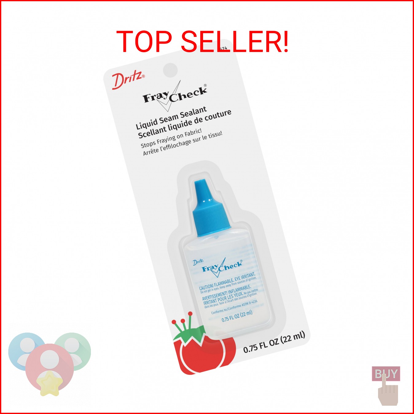 Dritz Fray Check Liquid, 3/4 Fluid-Ounce, 1 Count, Clear Seam Sealant, 0.75 Fl o