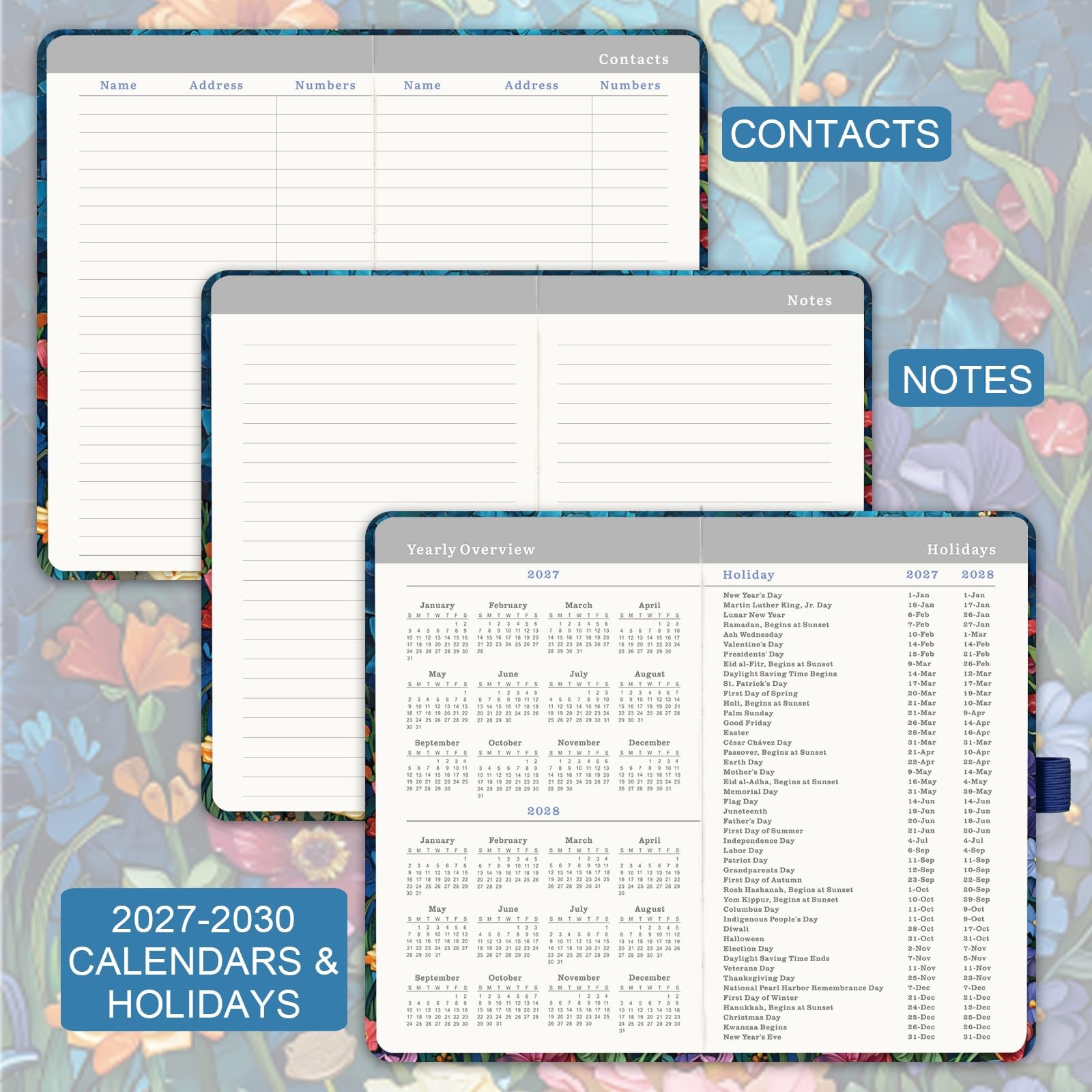 2026 2027 2028 Pocket Planner 3 Year Monthly Calendar with Pen Holder
