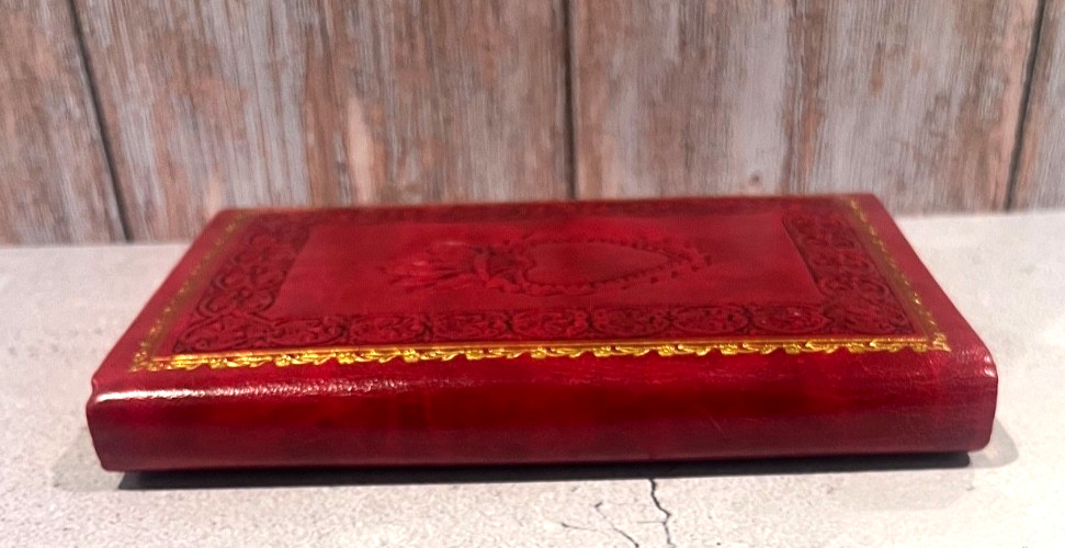Fiorentina Italian Red Leather Journal Sacred Heart Embossed Gold Lined Notebook