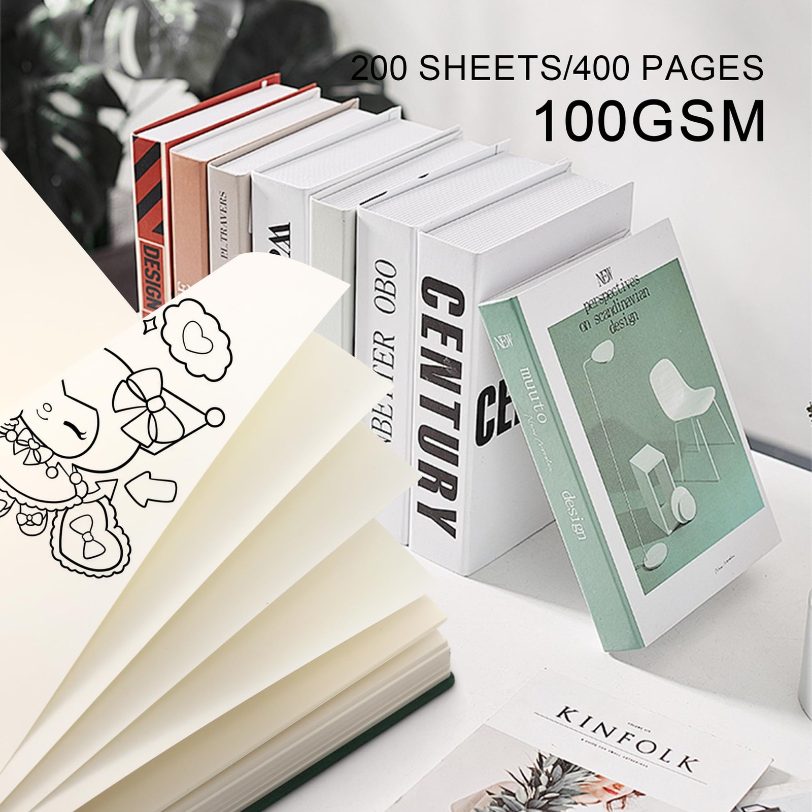 DreamDove Thick Blank Journal Notebook 400 Pages 3.9 × 5.5 No Lines dark gray