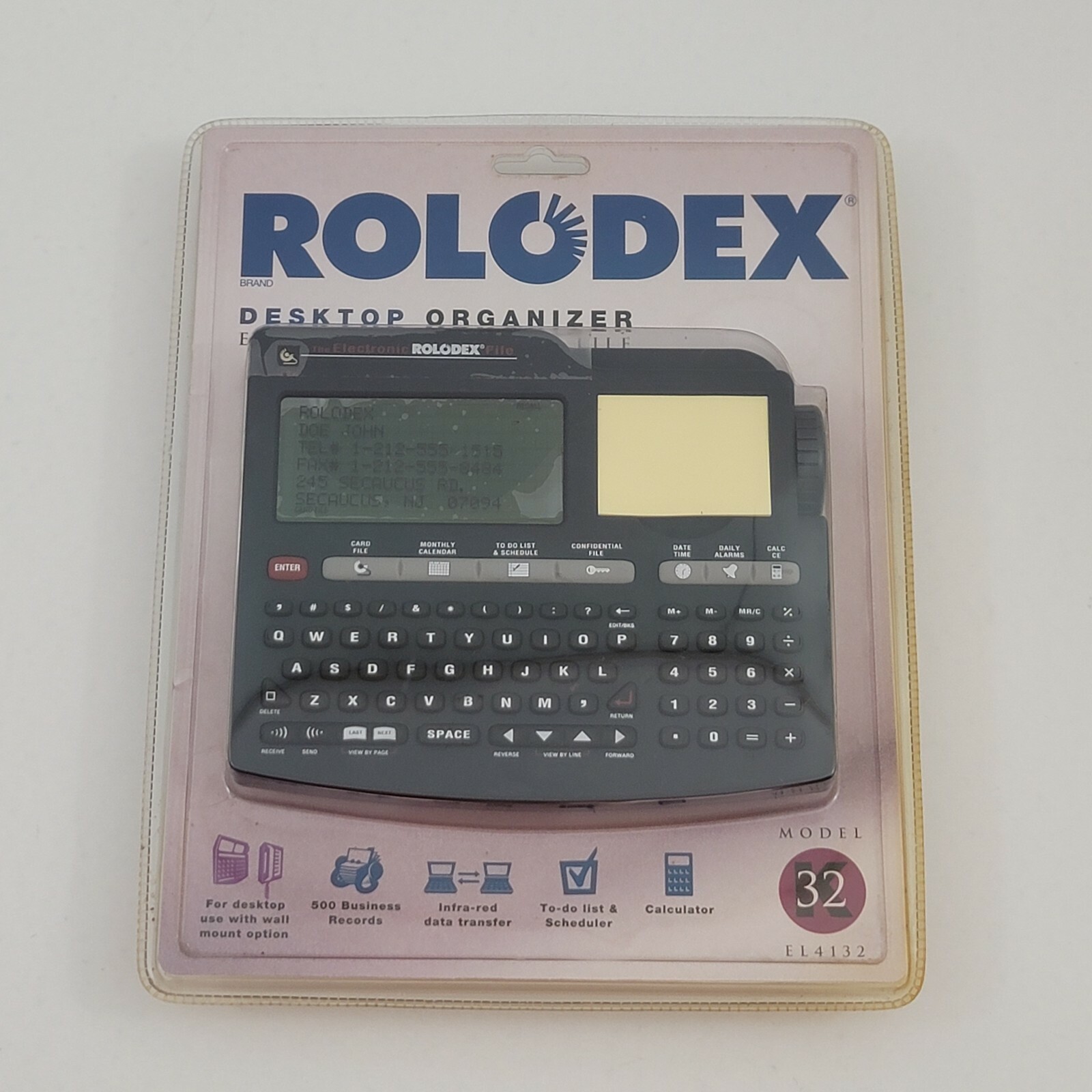 Vintage Rolodex 32K Electronic Desktop Organizer EL4132 New! 1994