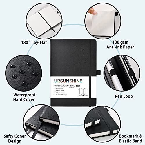 Dotted Journal Numbered Index Pages Hard Cover Notebook Thick Paper Book
