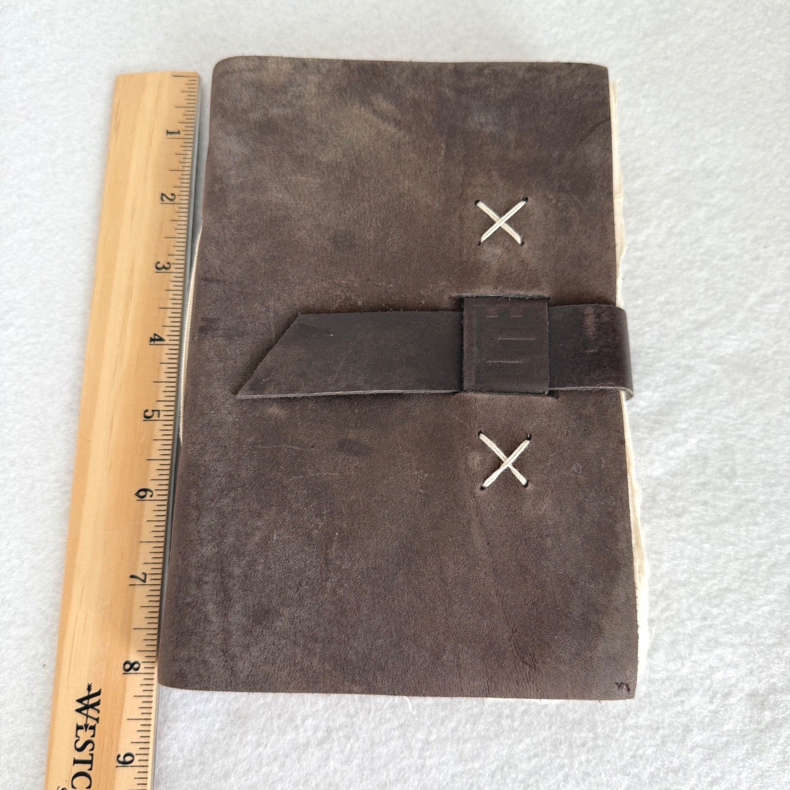 Kathmandu Valley Co Leather Journal Lokta Paper Handmade Nepal Brown Suede 5.5×8