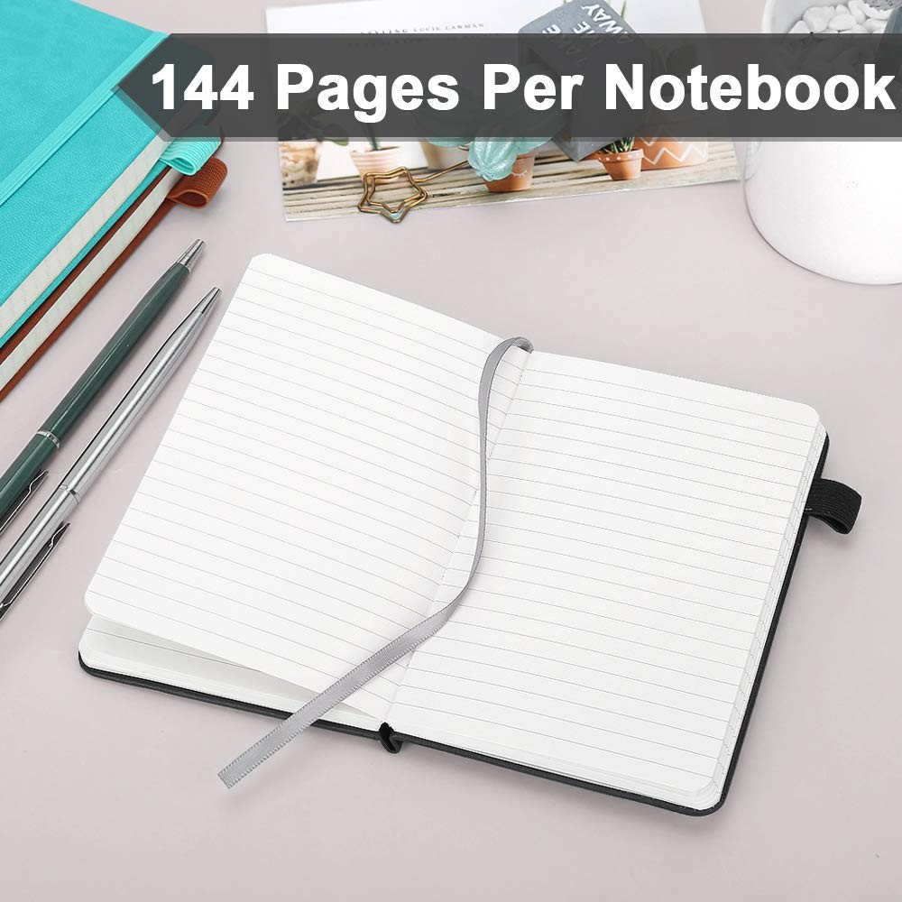 (2 Pack) Pocket Notebook Notepad,3.5″ x 5.5″ Ruled PU Leather Hardcover Small…