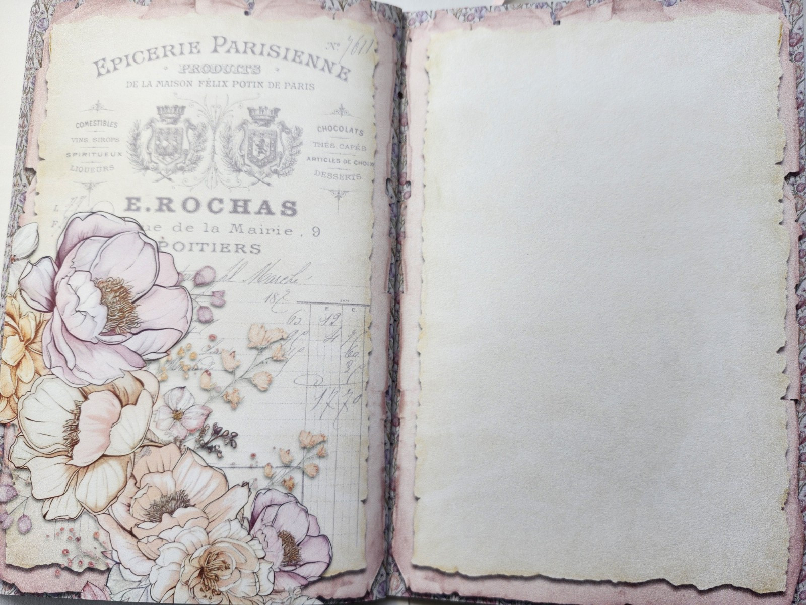 Junk Journal Blank Booklet “SPRING FLING” HANDMADE Easter Spring Florals LG 40pg