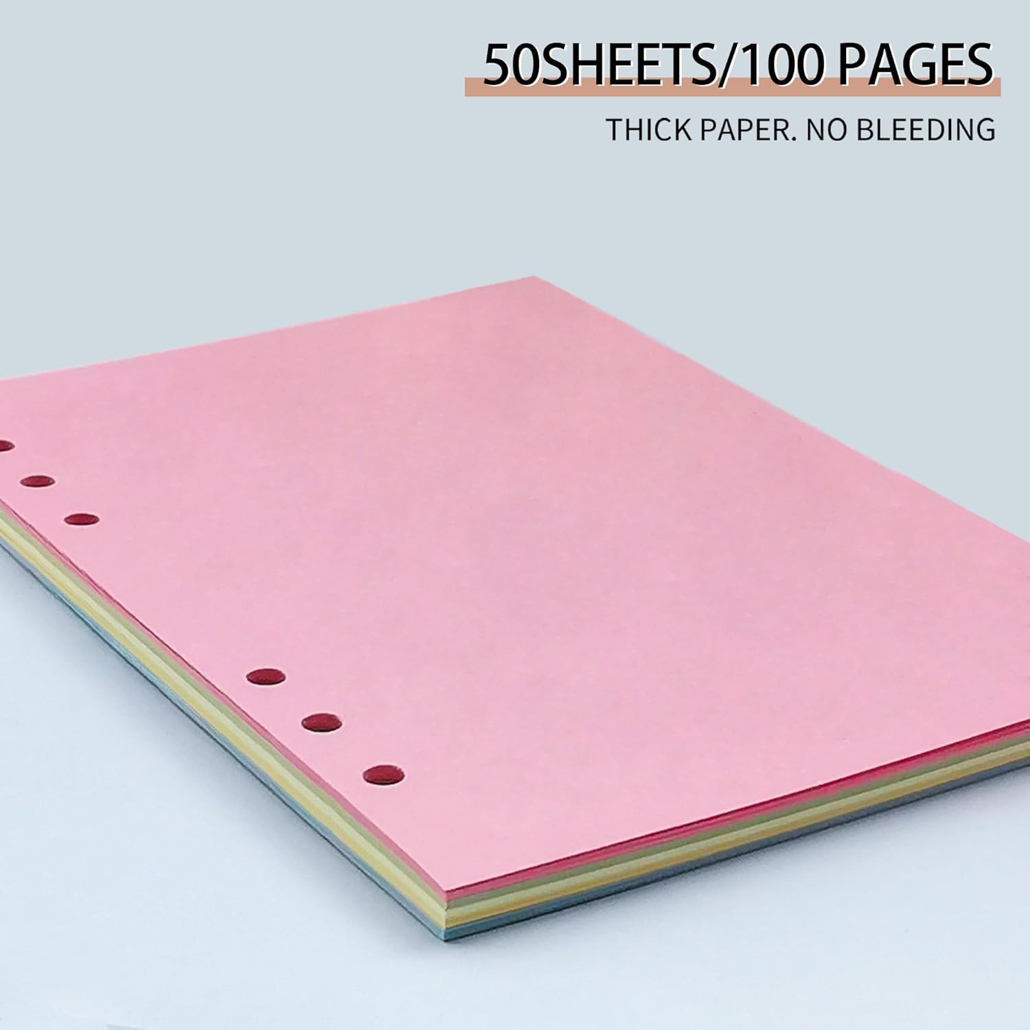 Blank Refill Paper, A5 Planner Inserts,Colorful Unruled Pages for Size 6-Ring Bi