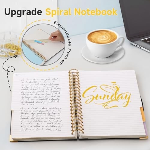 Huhuhero Lined Spiral Notebook Journal, 5 Subject Notebook with Dividers, 7.6…