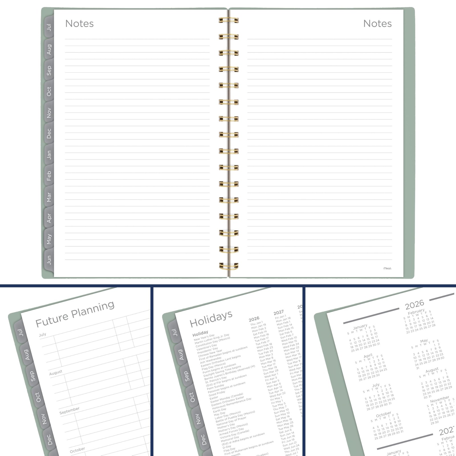 Mead Planner 2026-2027 Weekly & Monthly Academic 5.5″W x 8.5″H, Soft Grass