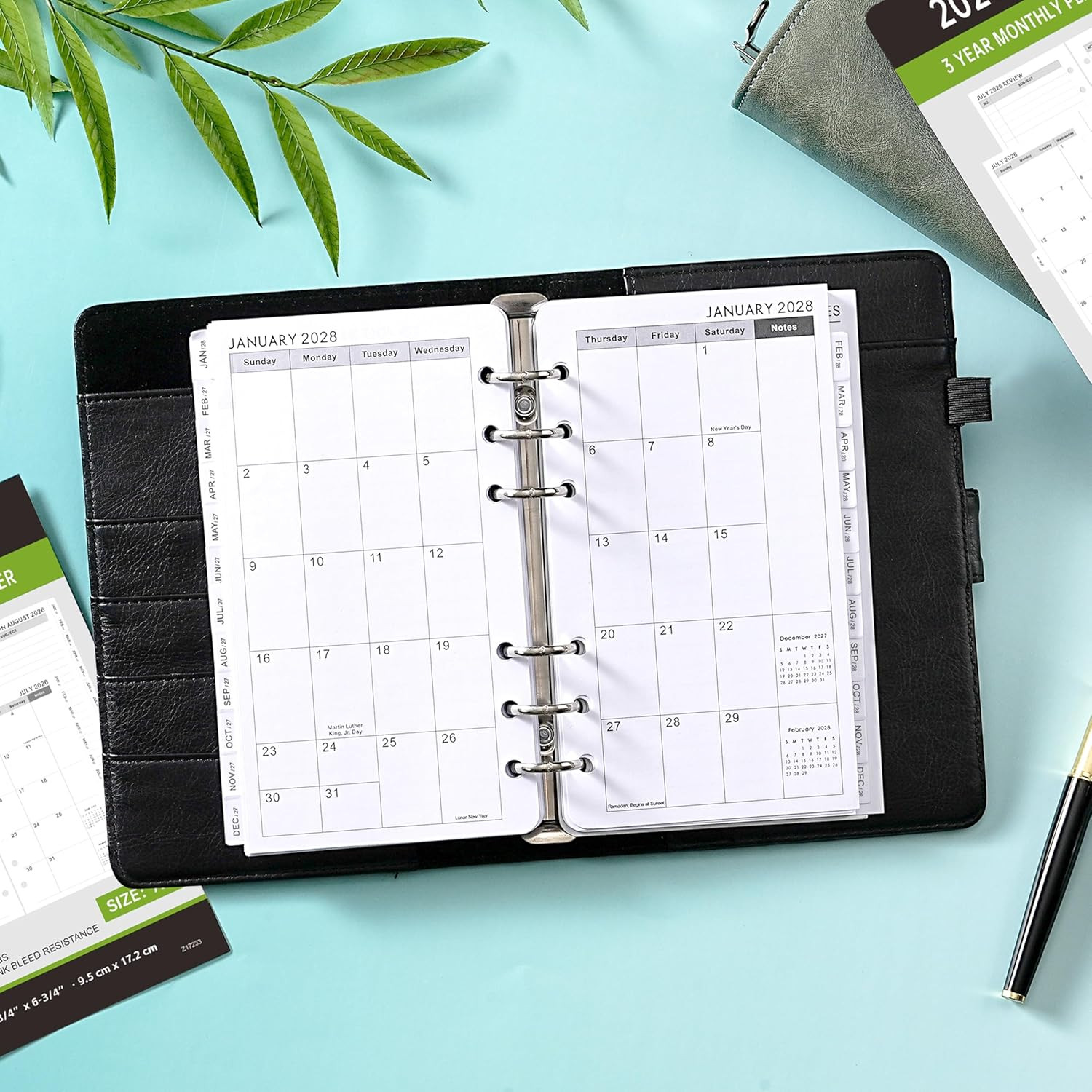 2026-2029 Monthly Planner Refill – A6 Size, Planner Inserts with 6-Hole Punched,