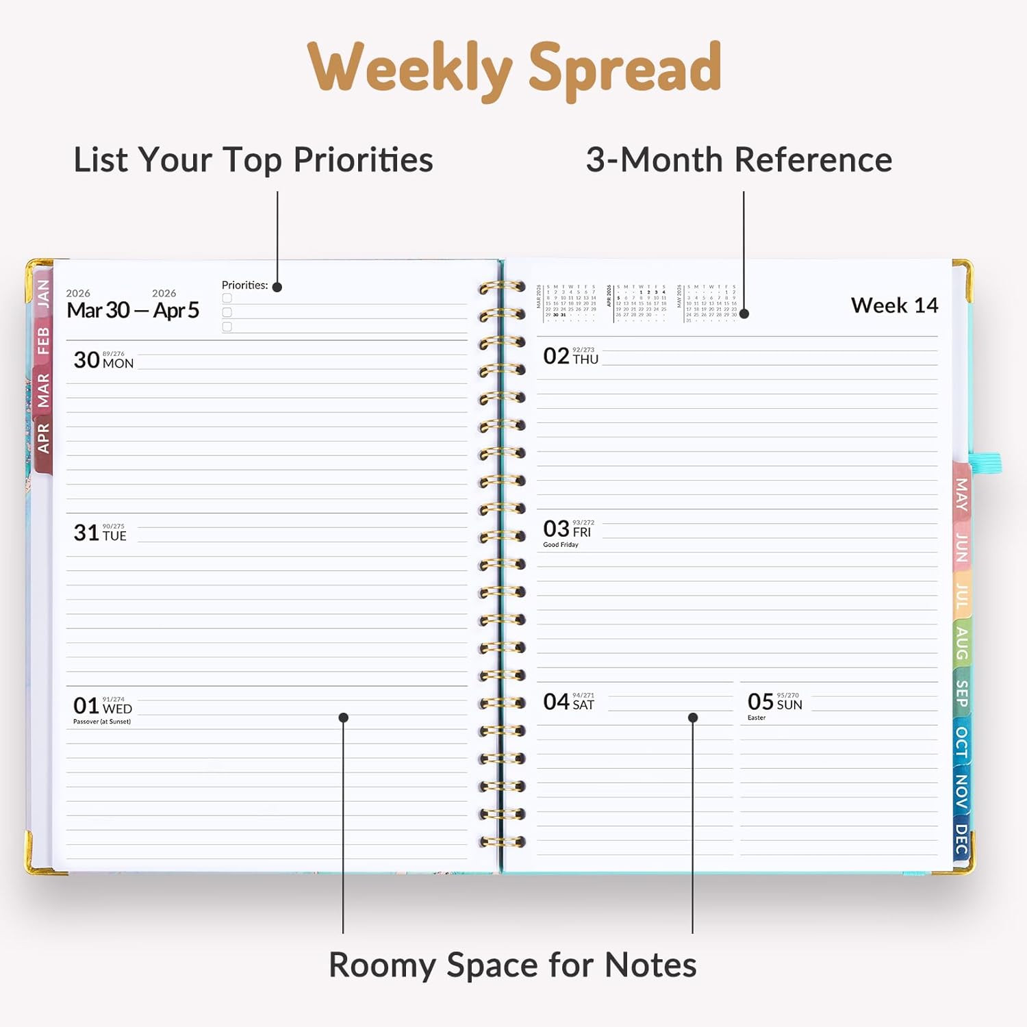 2026 Planner, Weekly and Monthly Calendar Planner for Women, Jan 2026 – Dec 2026
