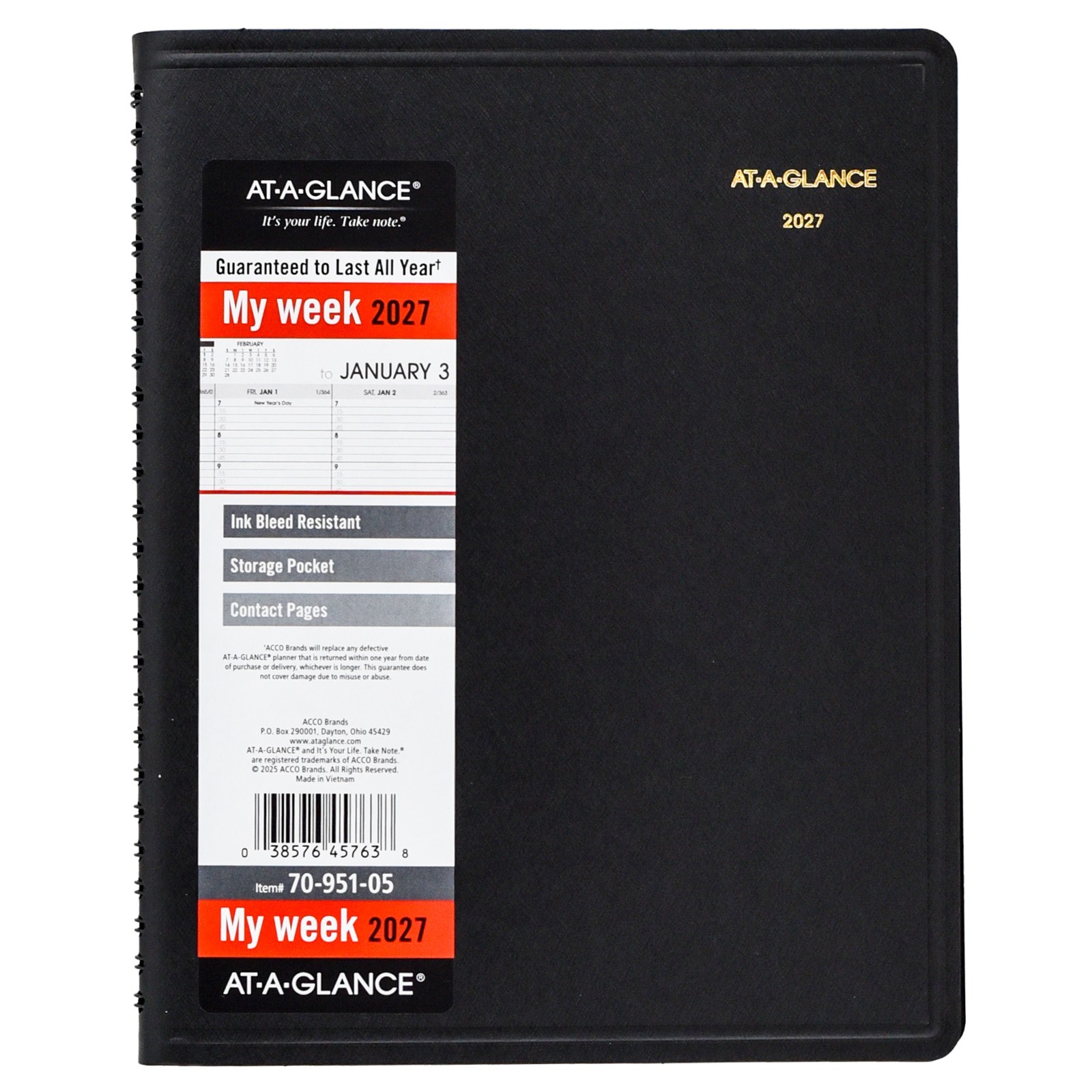 2026 At-A-Glance 70-951-05 Weekly Appointment Book, 7 x 8-3/4″