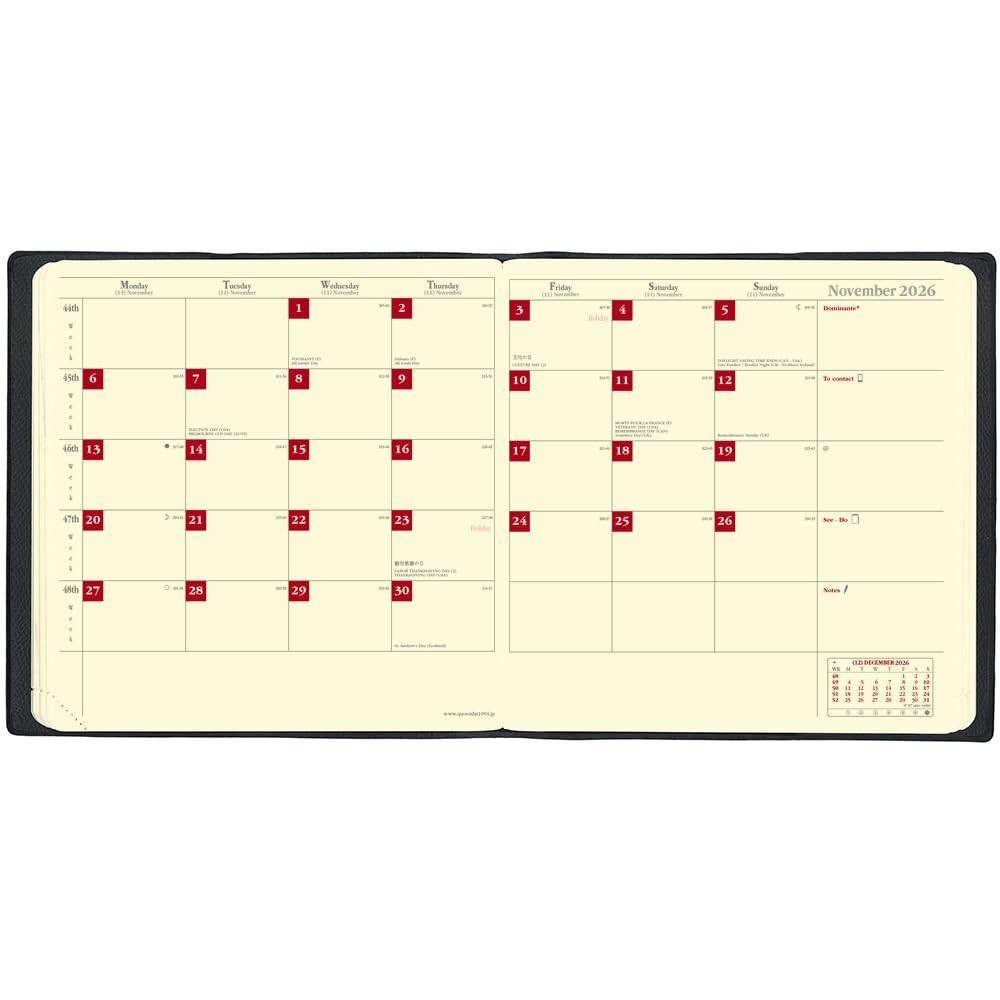 QUO VADIS Planner Diary, Ivory Paper, qv124rech-pe