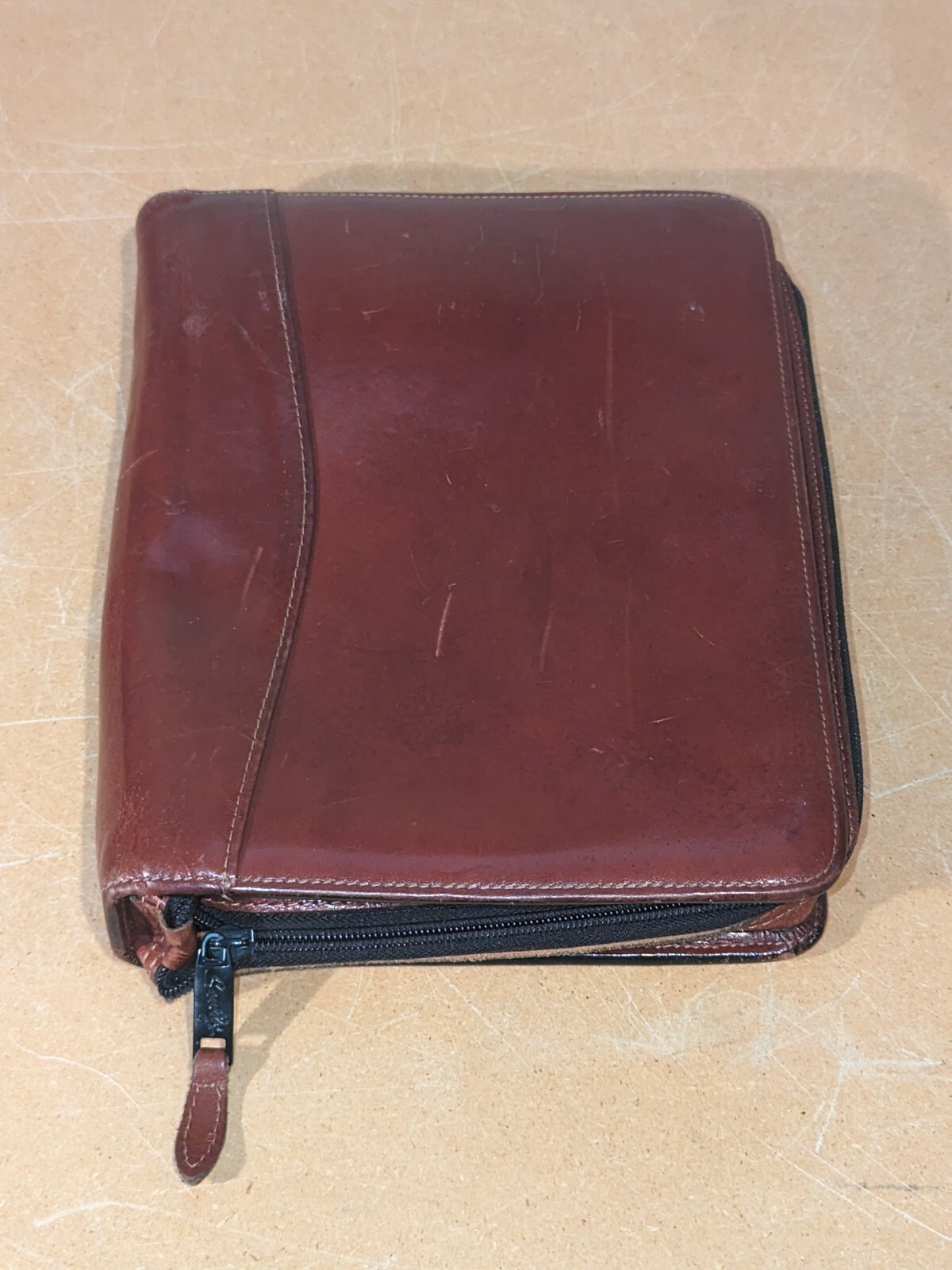Vintage Scully leather zippered small 8X10 portfolio organizer Rustic Brown