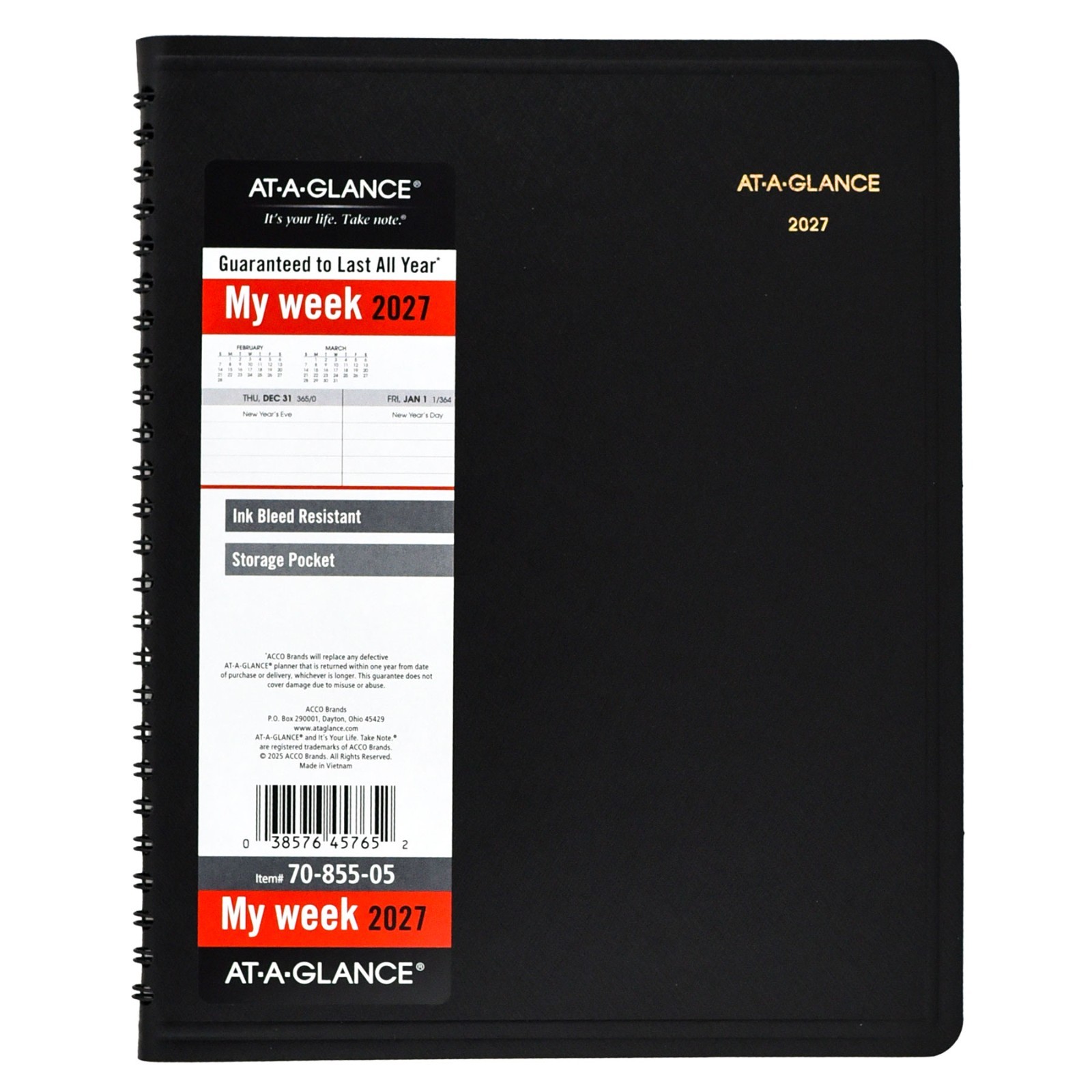 2026 At-A-Glance 70-855 Weekly Planner with No Appointment Times, 6-3/4 x 8-3/4″