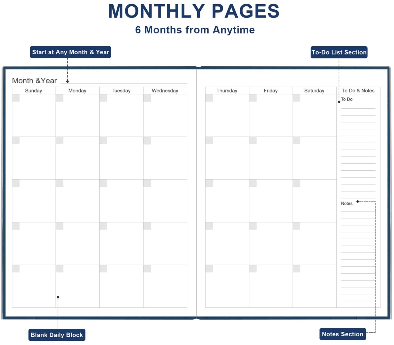 Daily & Monthly Planner for 2026 or Anytime – ADHD Planner Two Pages Per Day,…