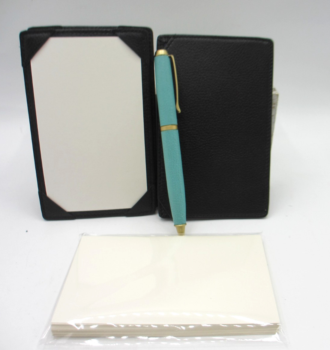 Jotter Notepad Leather 3×5″ Personal Pocket Refillable w 24 Cards Black