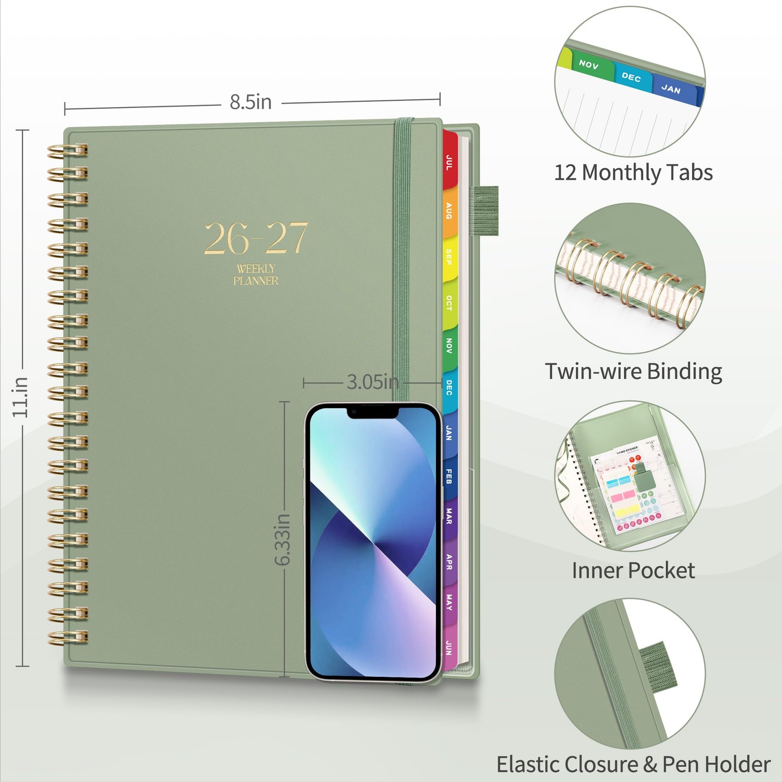EMSHOI Academic Planner 2026-2027, Large A4 8.5×11, Weekly and Monthly Calend…