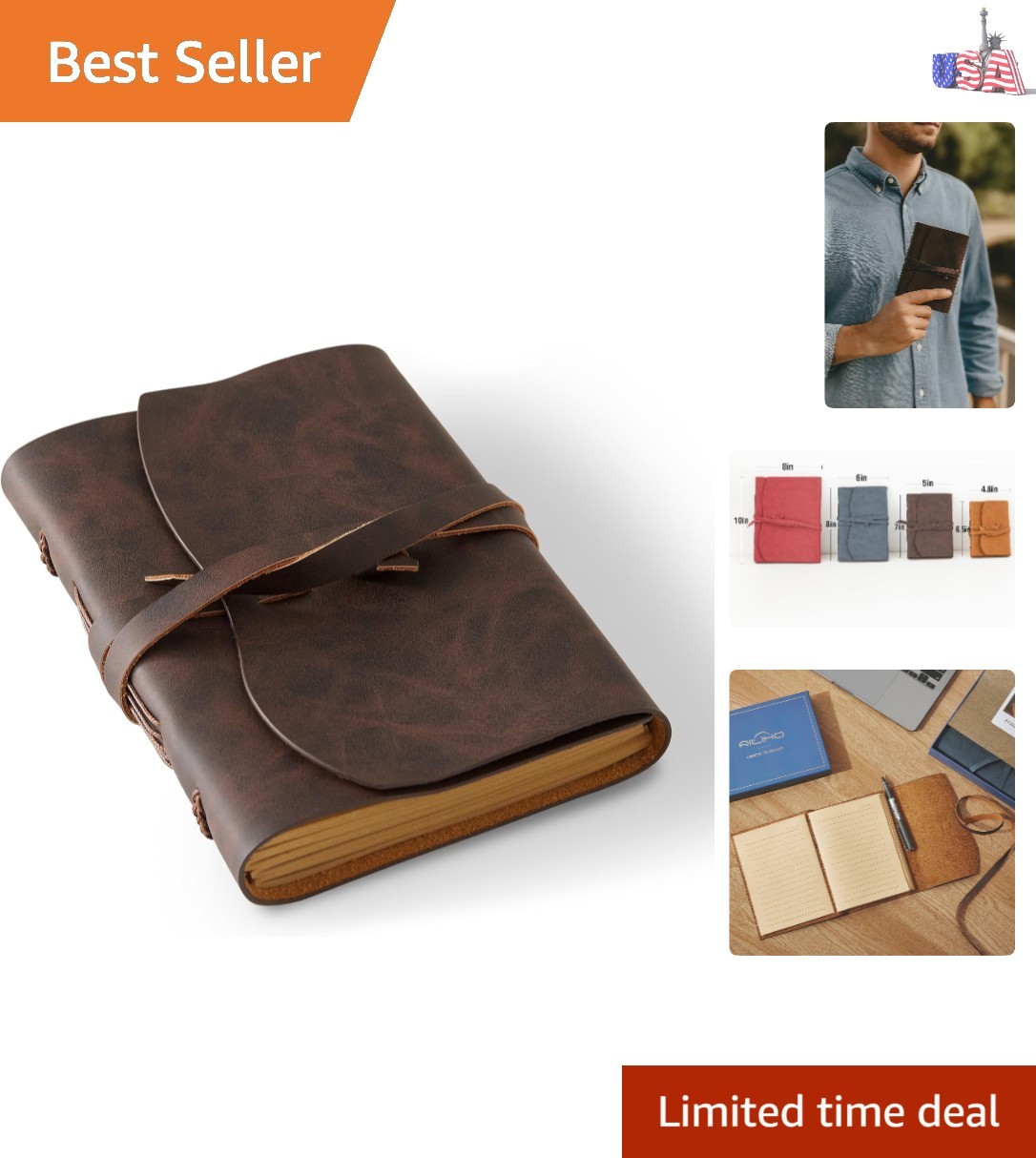 Retro Leather Journal Notepad 4.8×6.5 – Vintage Craftsmanship for Daily Use