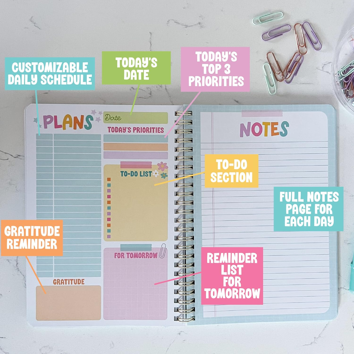 Daily Planner Undated – Undated Daily Planner with Hourly
