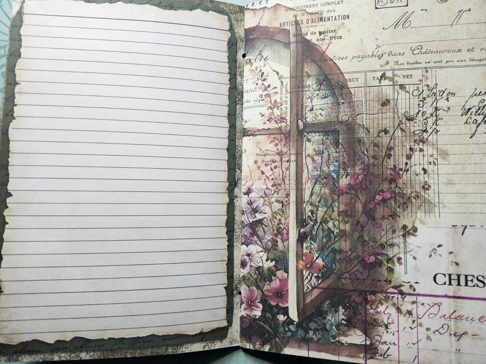Junk Journal BOOKLET “FLORAL WINDOWS 2” HANDMADE Flowers, European Architecture