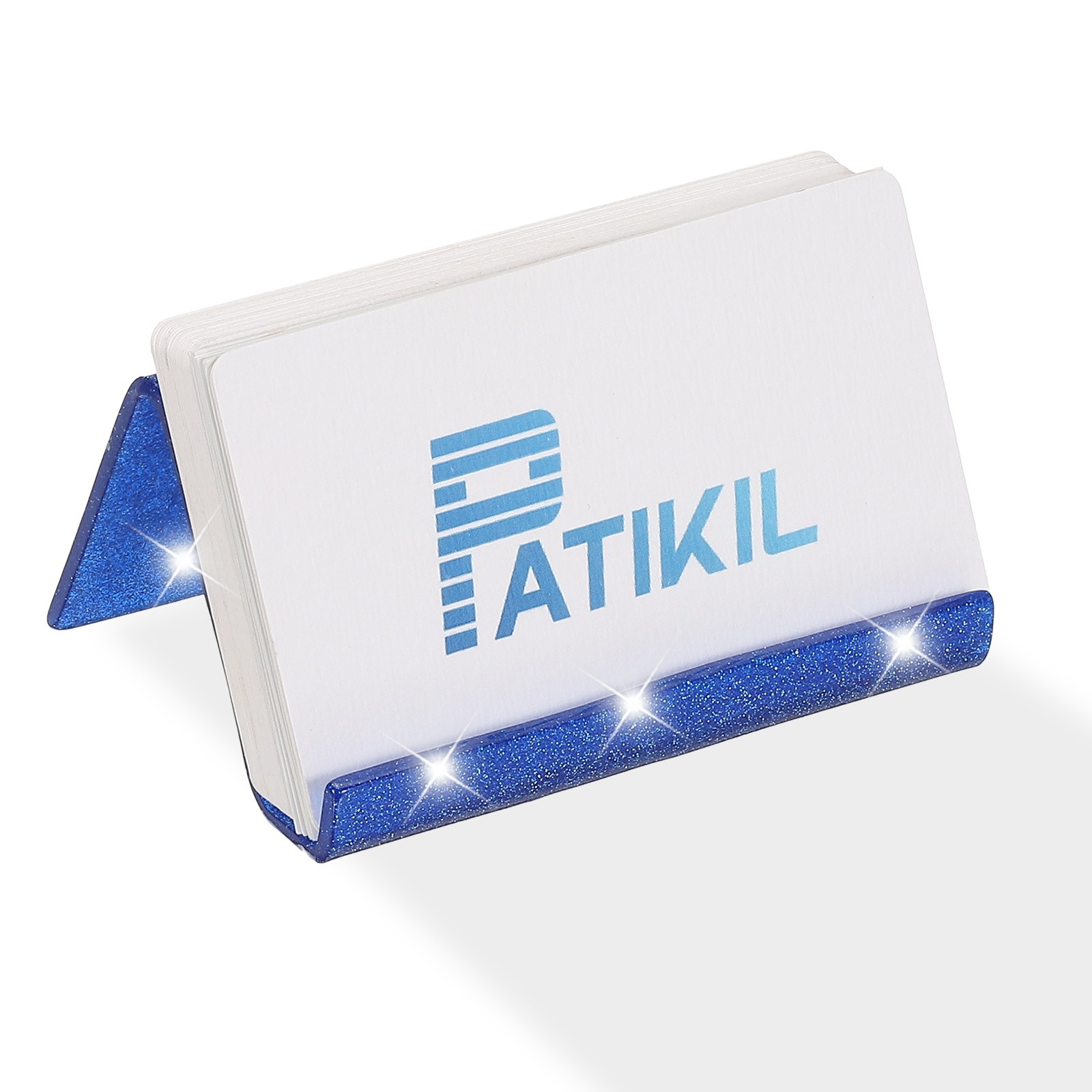 Business Card Holder for Desk, Acrylic Card Holders Shine, Blue