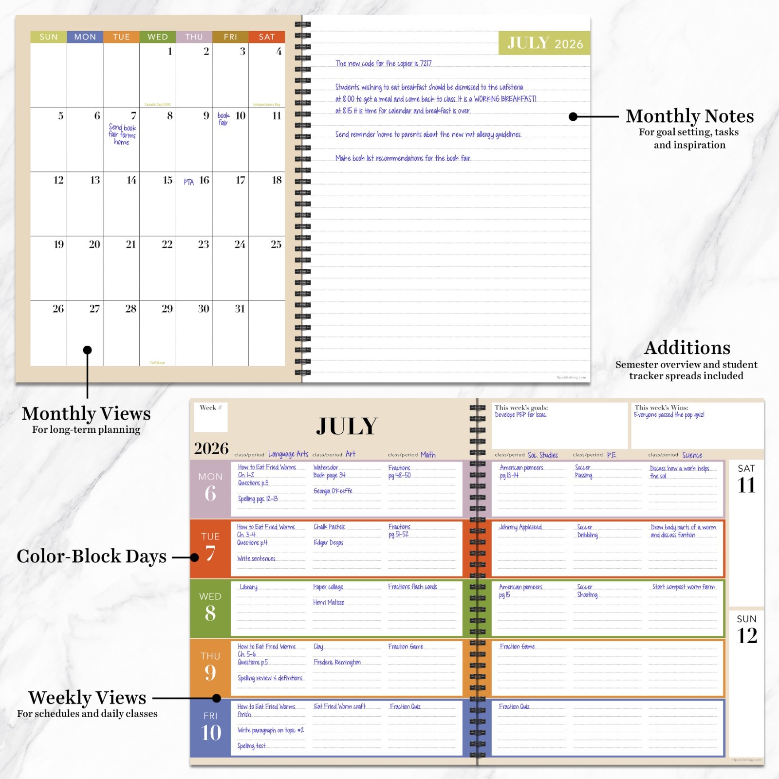 July 2026 – June 2027 Apples Teacher and Home School Lesson Planning Book