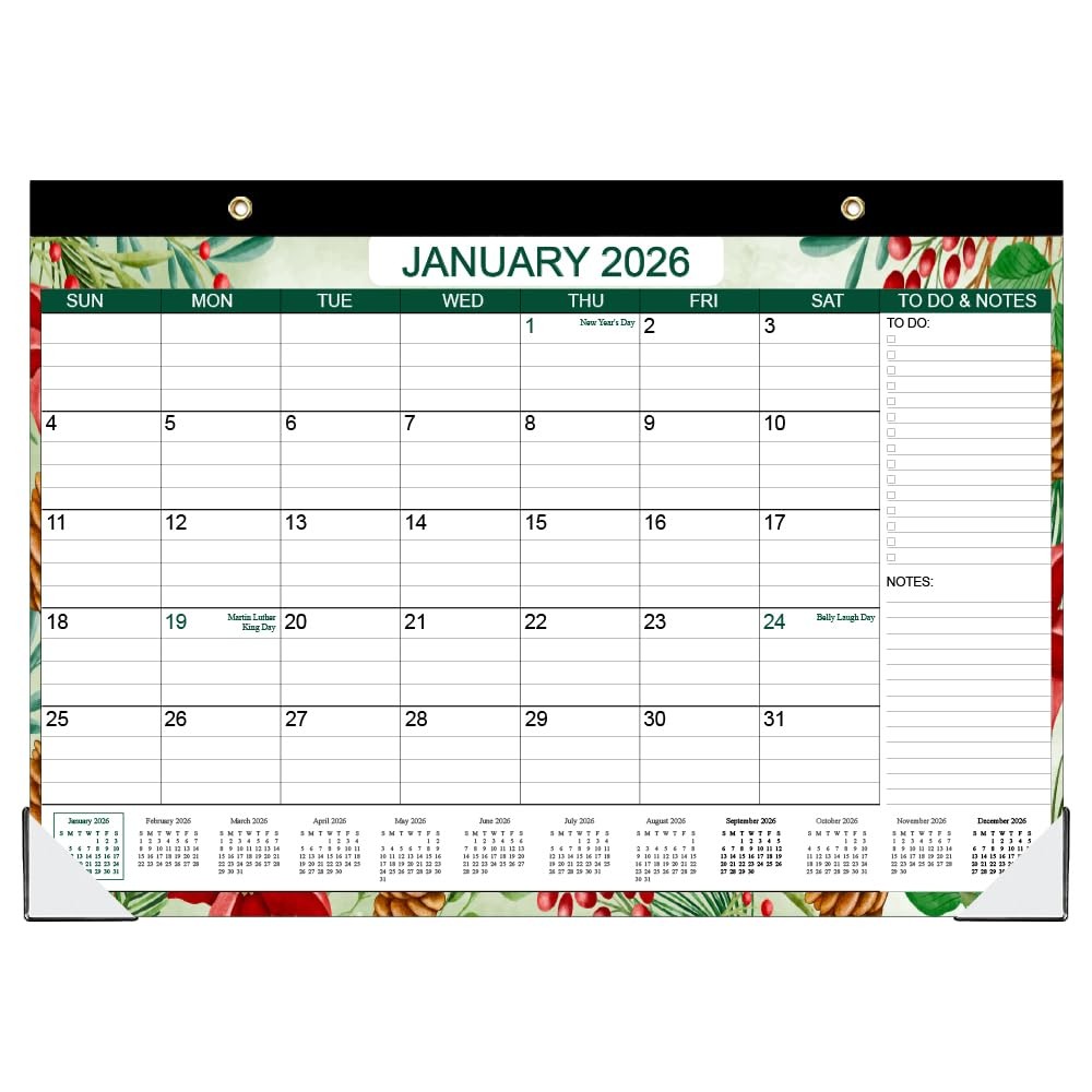 Desk Calendar 2026-2027, Runs Apr 2026 to Jun 2027, 17″ x 12″, Floral
