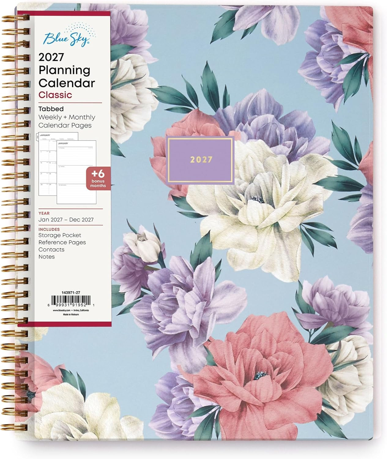 2027 Weekly and Monthly Planner Calendar, January 2027 – December