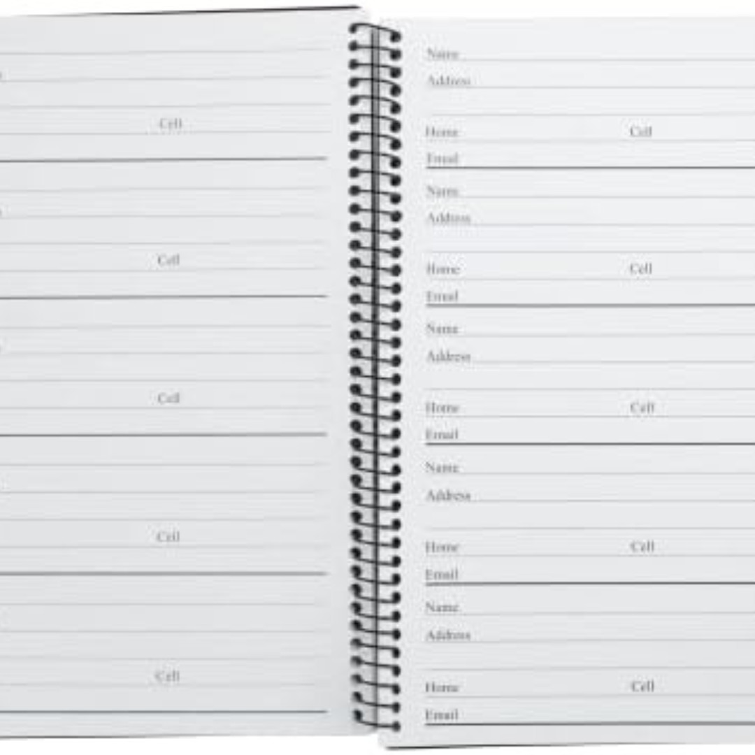 Address and Telephone Book, Black, 8 x 5 inches for Organizing Names, Addresses,