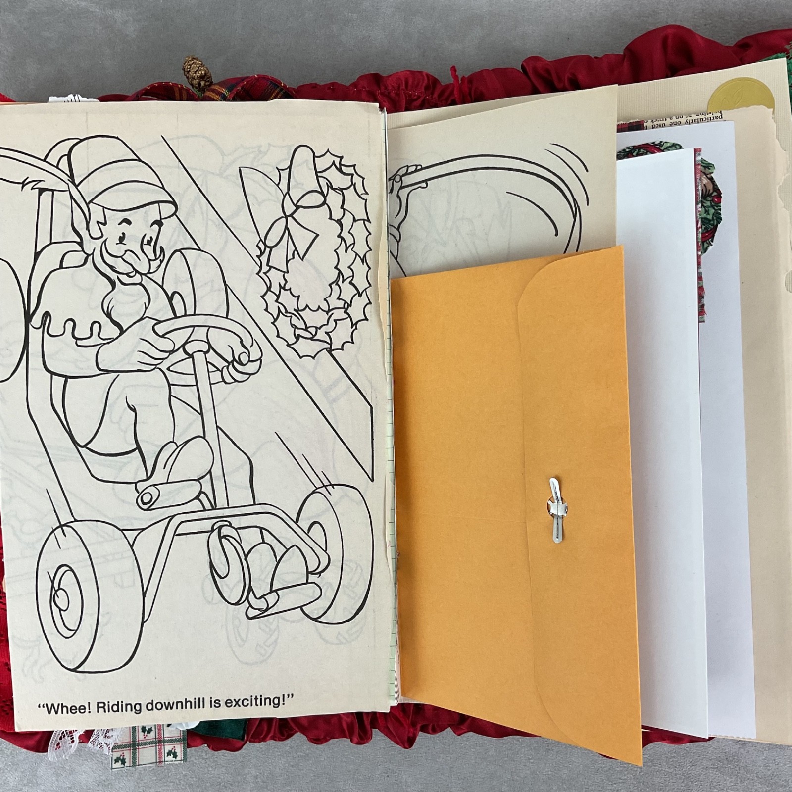 Handmade Christmas Junk Journal – 86 pages mixed media art book – quilted plaid