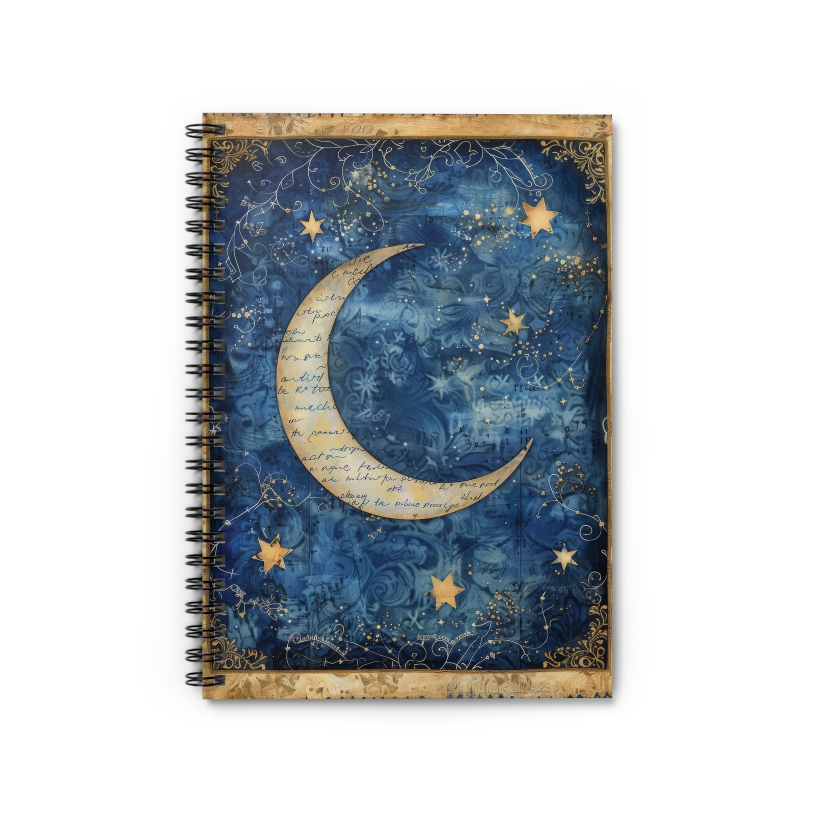 Vintage Celestial Moon and Stars – Spiral Notebook – Ruled Line Dream Journal
