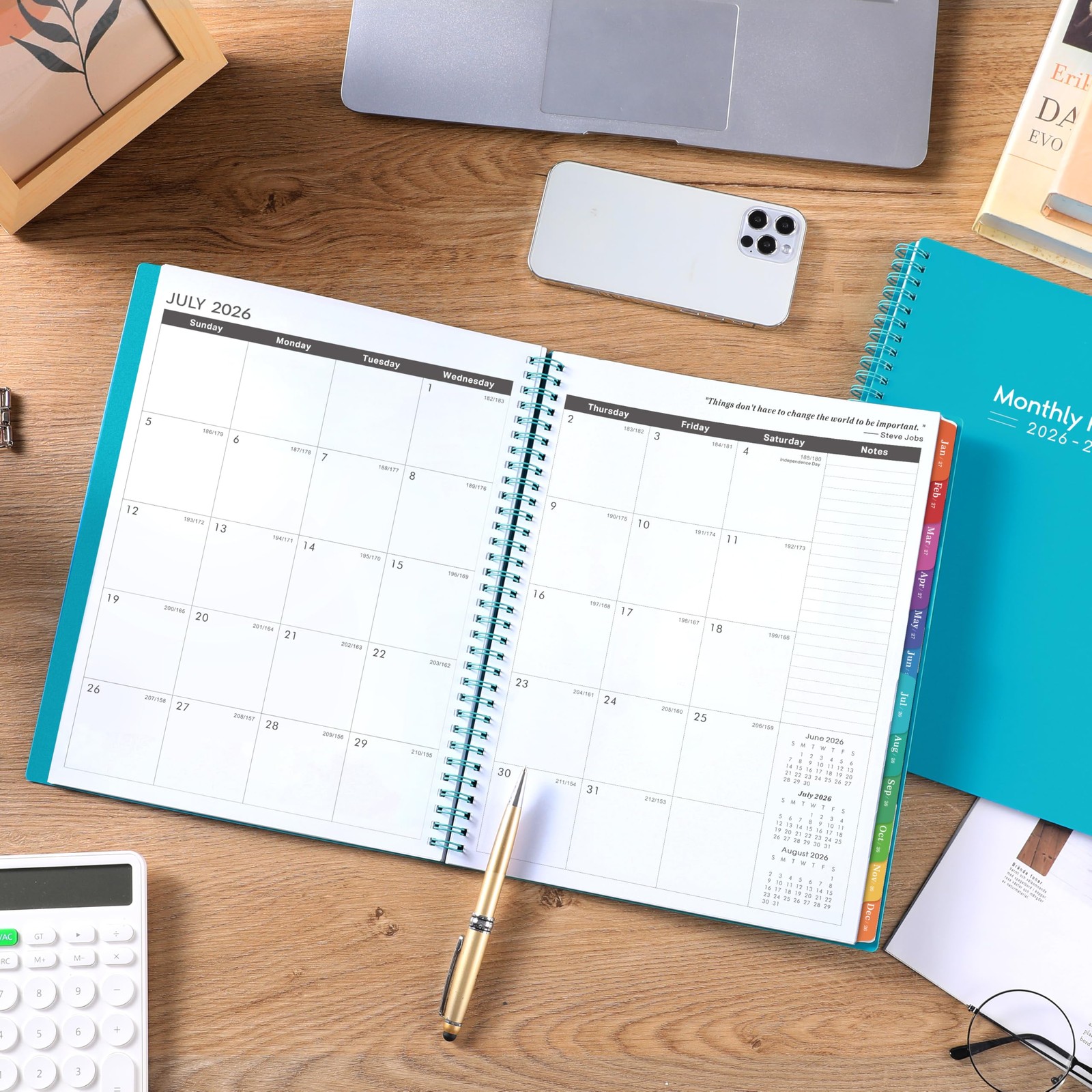 Artfan Monthly Planner/Calendar 2026-2029 – Jul.2026 – Large, 3 Year PP：Green