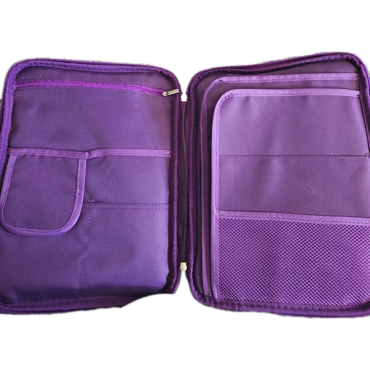 Purple Zip Around Organizer Case 13×9 – Chevron Pattern, Multi-Pocket Travel…